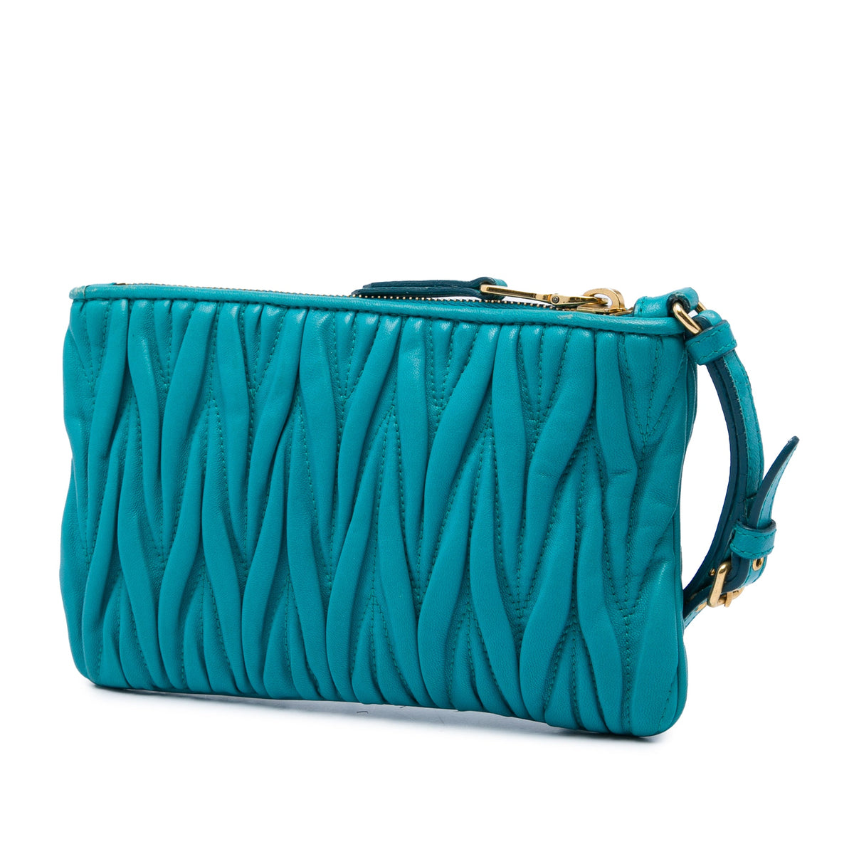 Miu Miu Matelasse Lambskin Leather Clutch — Blue