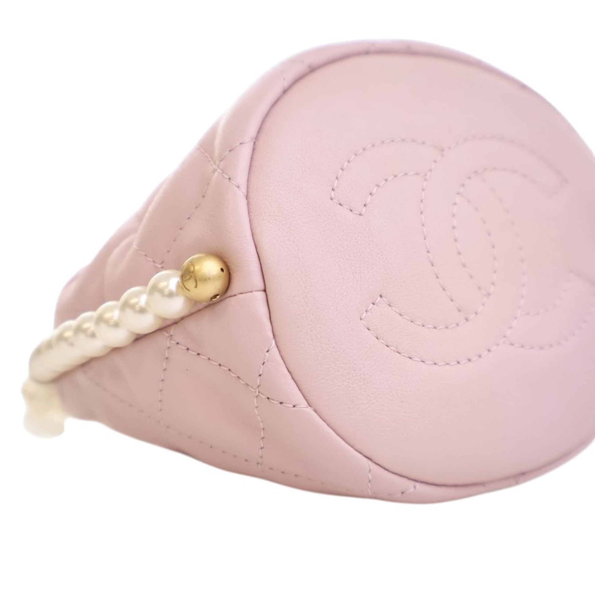 Chanel Mini Quilted Calfskin About Pearls Drawstring Bucket Bag