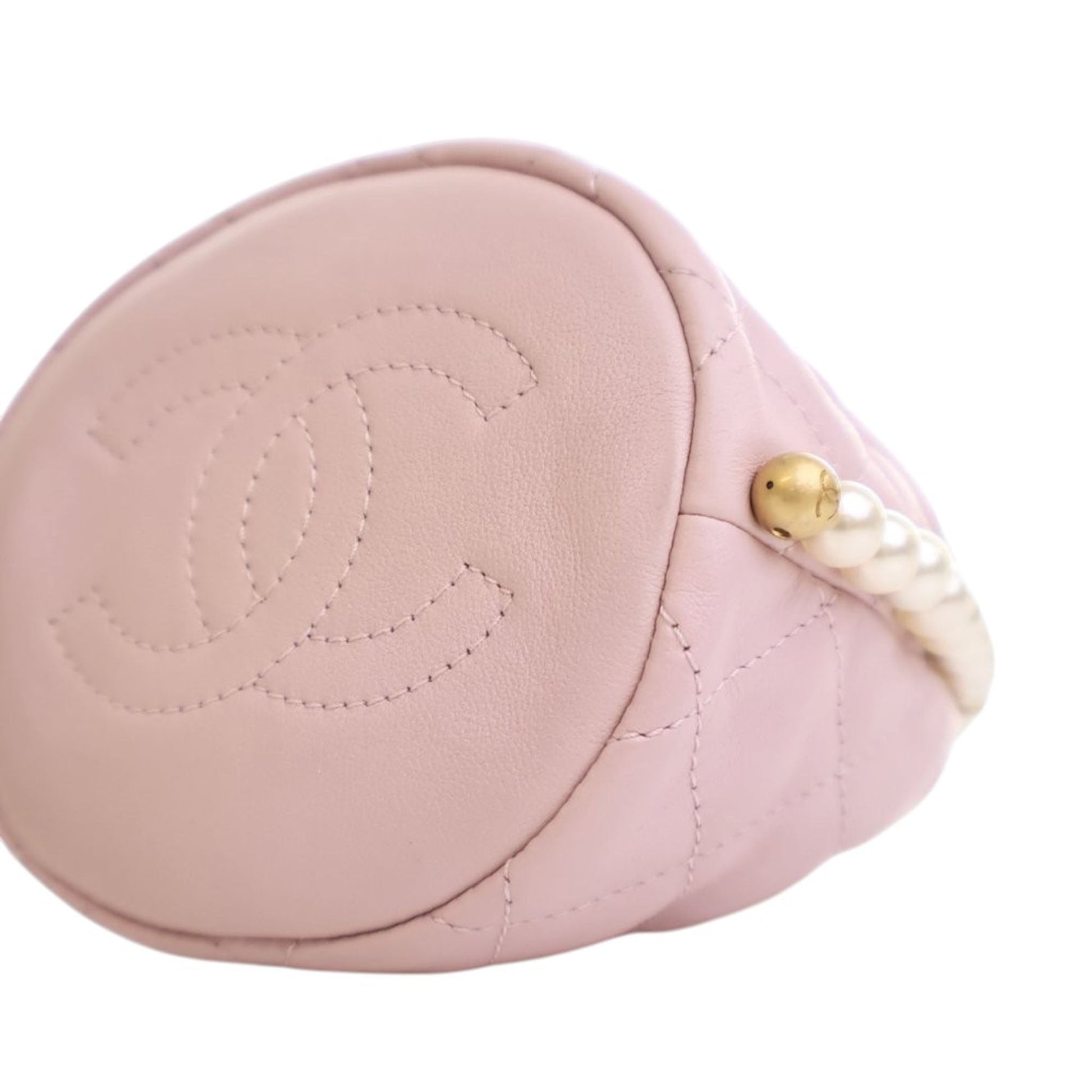 Chanel Mini Quilted Calfskin About Pearls Drawstring Bucket Bag