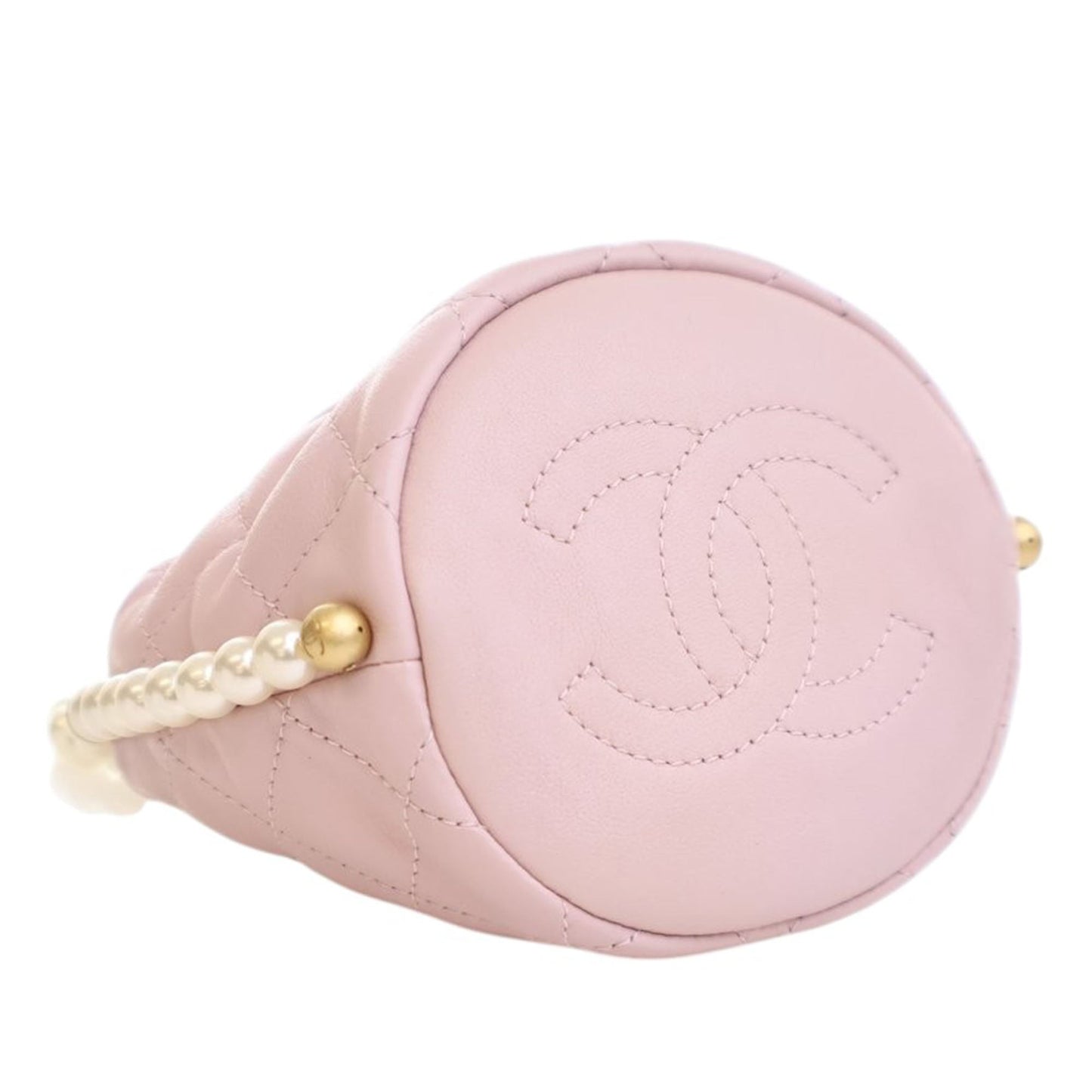 Chanel Mini Quilted Calfskin About Pearls Drawstring Bucket Bag