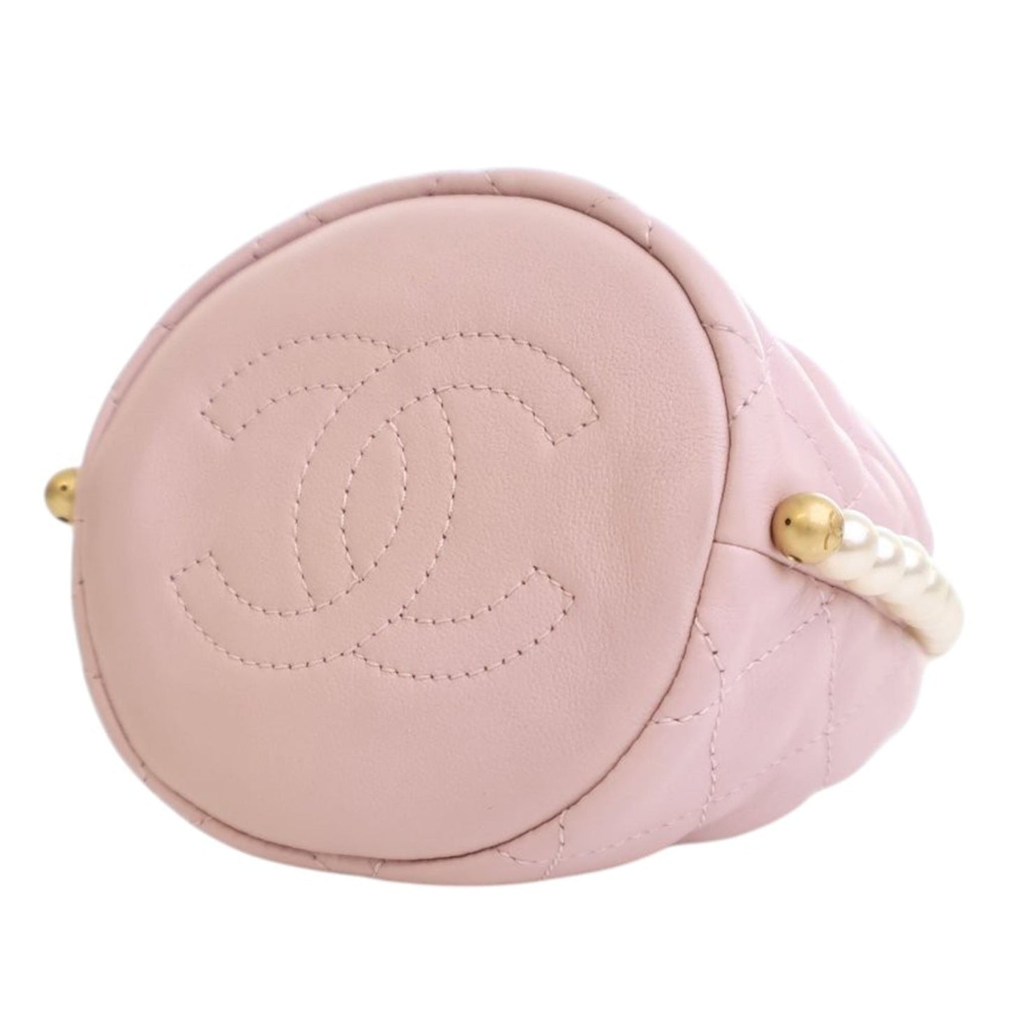 Chanel Mini Quilted Calfskin About Pearls Drawstring Bucket Bag