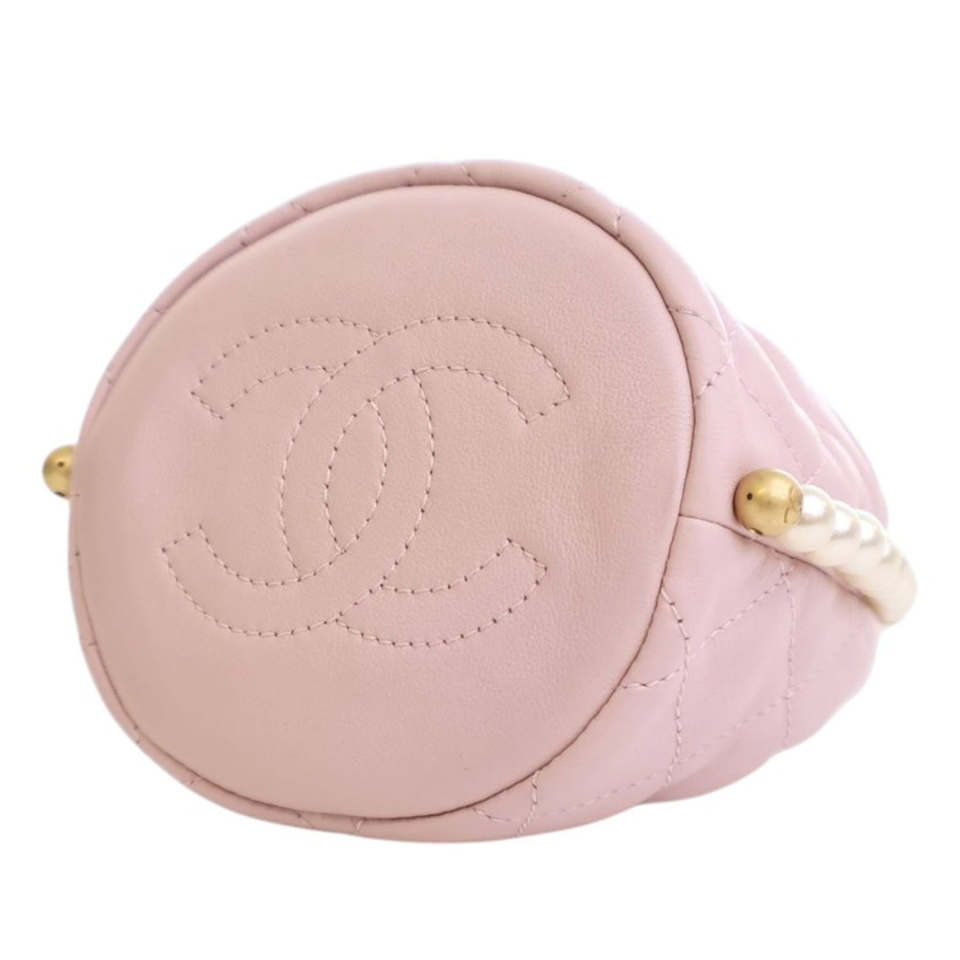 Chanel Mini Quilted Calfskin About Pearls Drawstring Bucket Bag