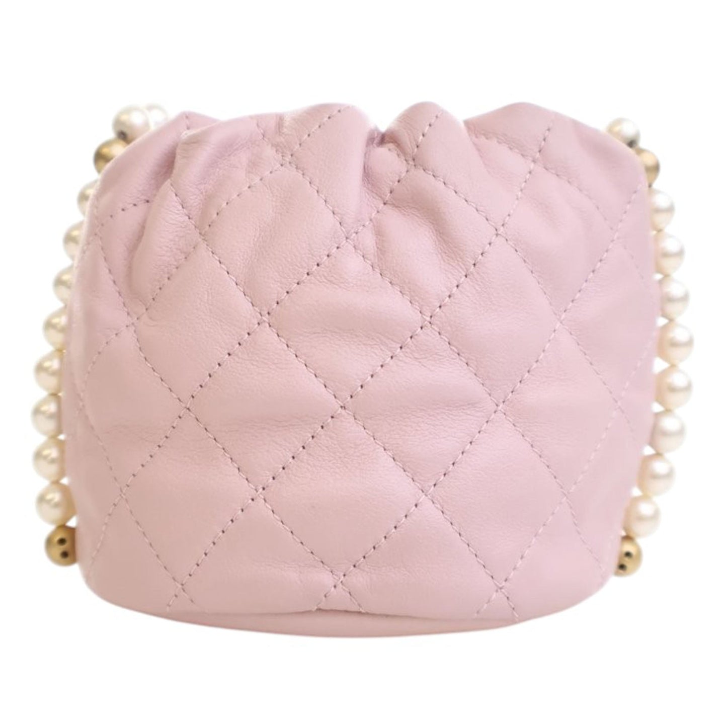 Chanel Mini Quilted Calfskin About Pearls Drawstring Bucket Bag