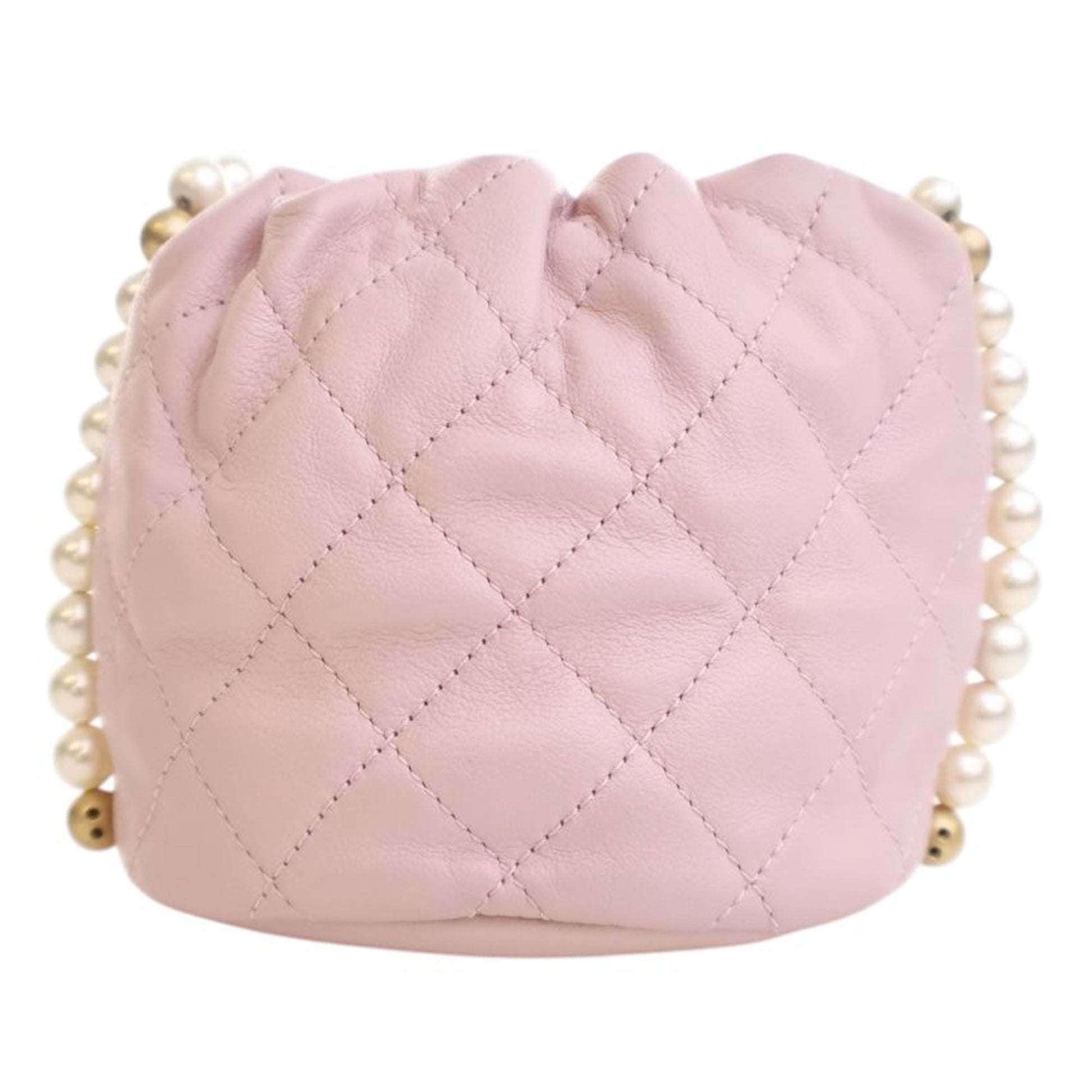Chanel Mini Quilted Calfskin About Pearls Drawstring Bucket Bag