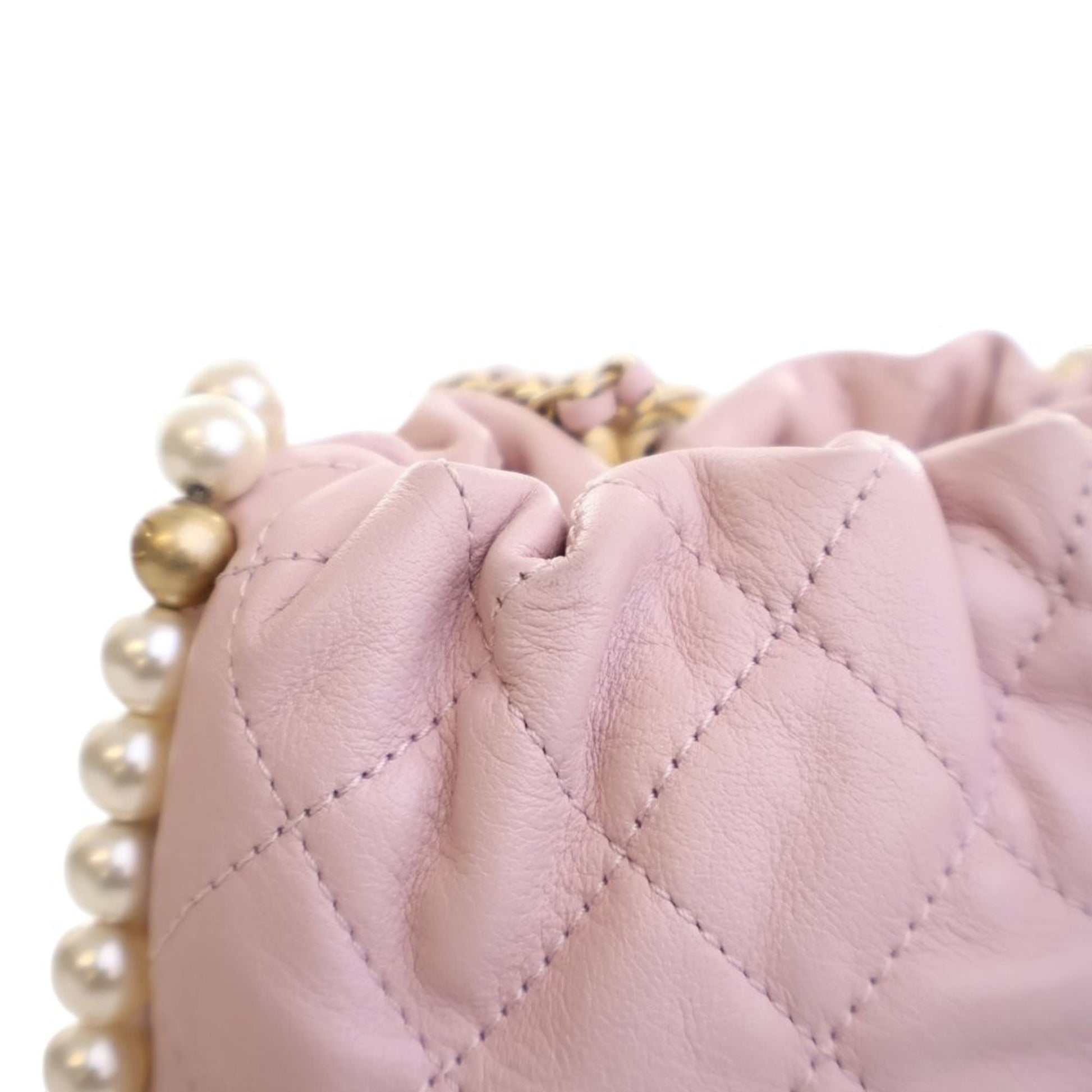 Chanel Mini Quilted Calfskin About Pearls Drawstring Bucket Bag