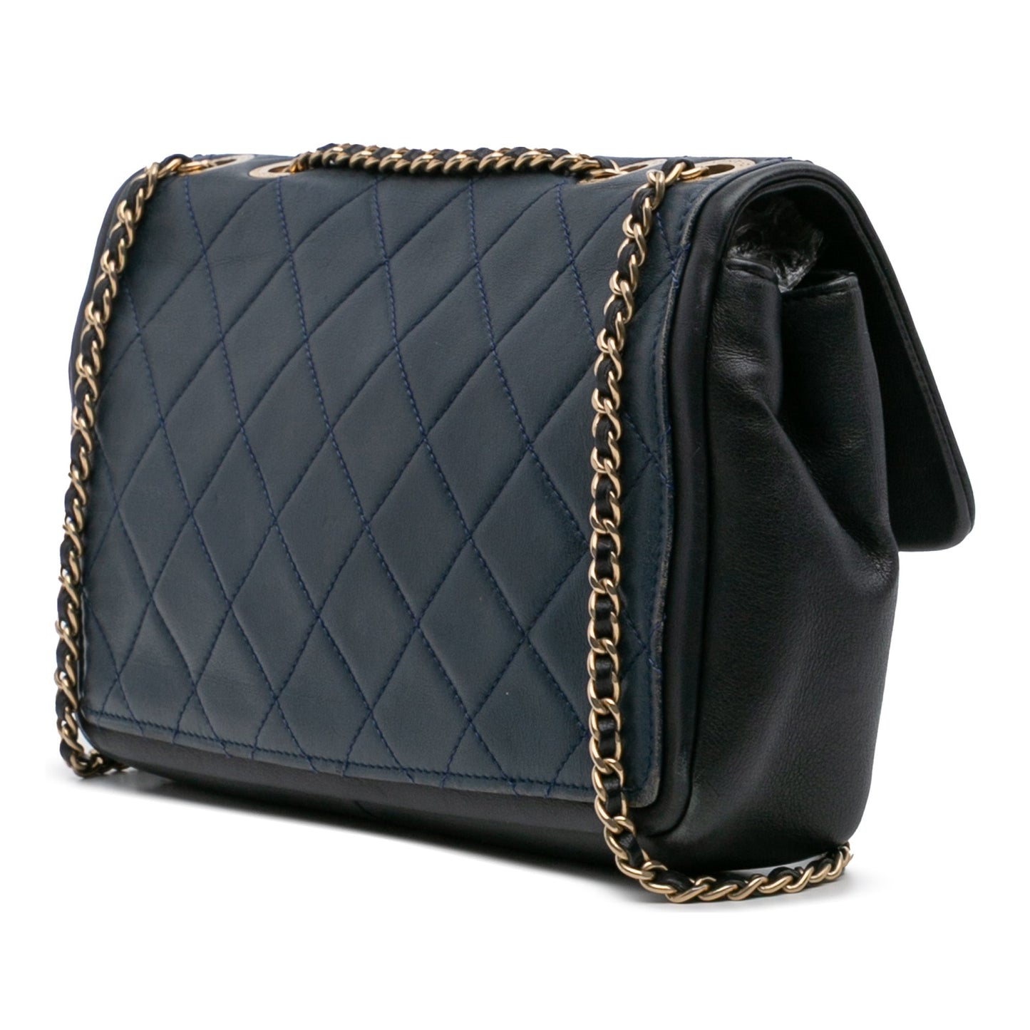 Chanel Medium Bicolor Calfskin Graphic Flap
