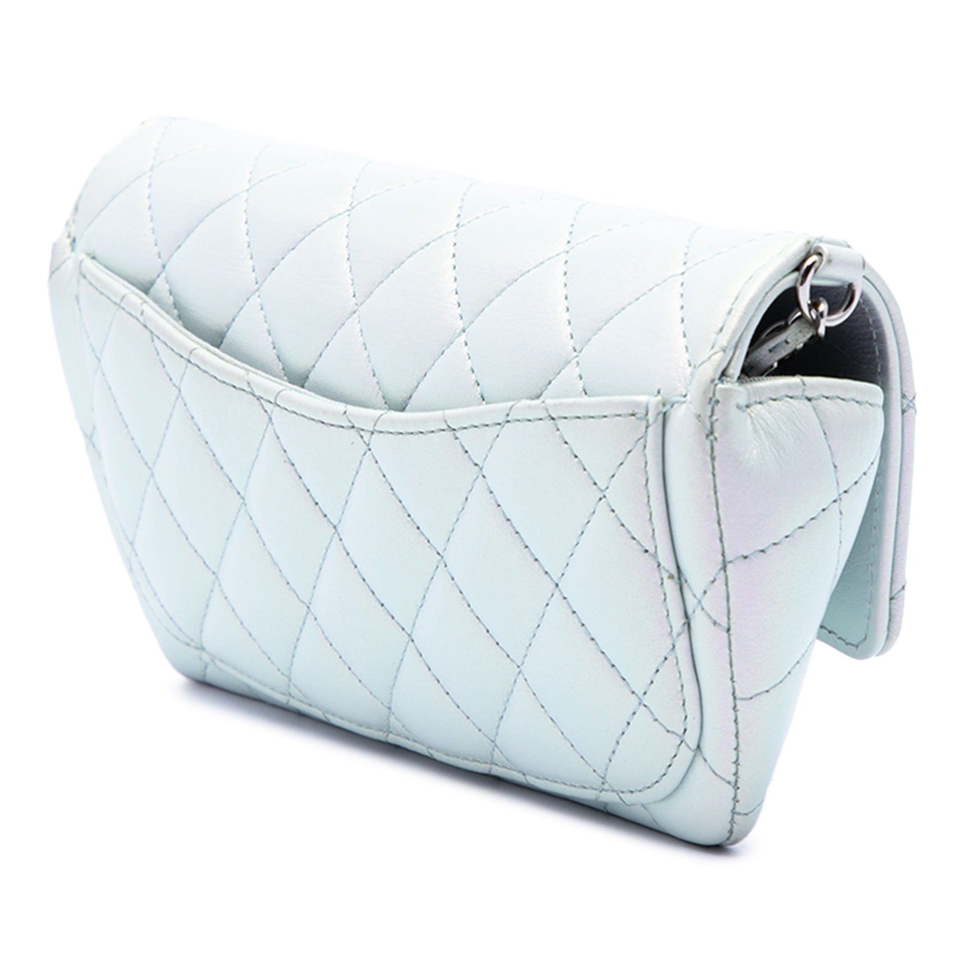 Chanel CC Quilted Iridescent Lambskin Sunglasses Case with Chain