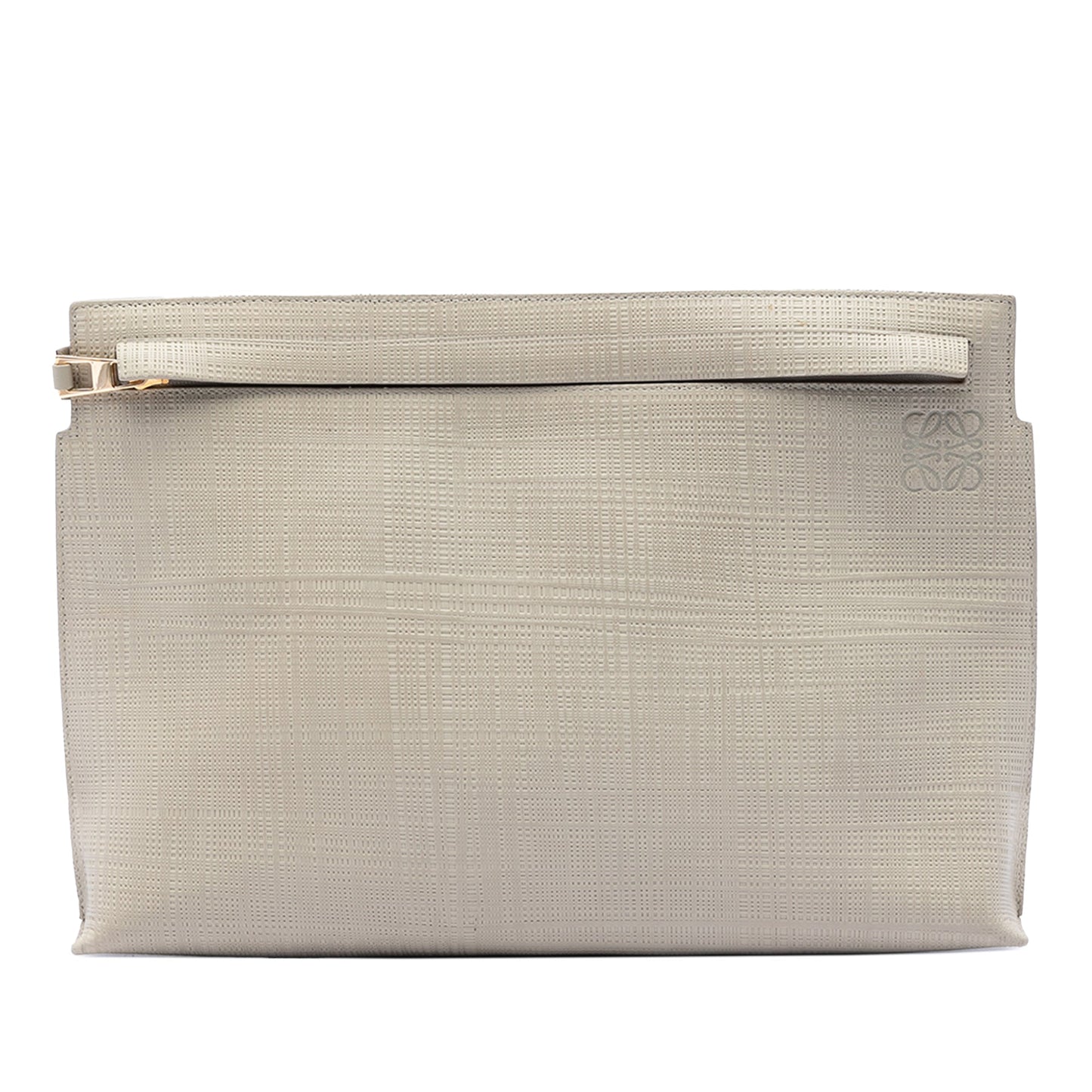 LOEWE Large Linen Embossed Calfskin Anagram T Pouch