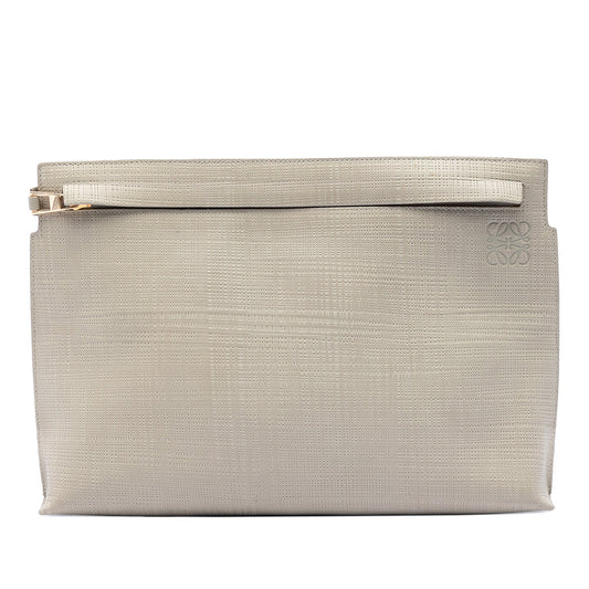 LOEWE Large Linen Embossed Calfskin Anagram T Pouch