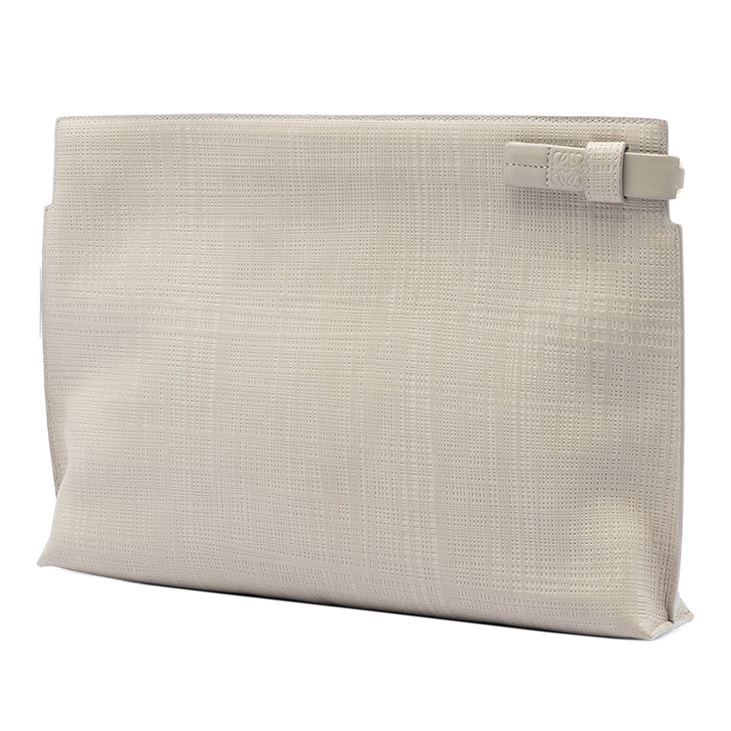 LOEWE Large Linen Embossed Calfskin Anagram T Pouch