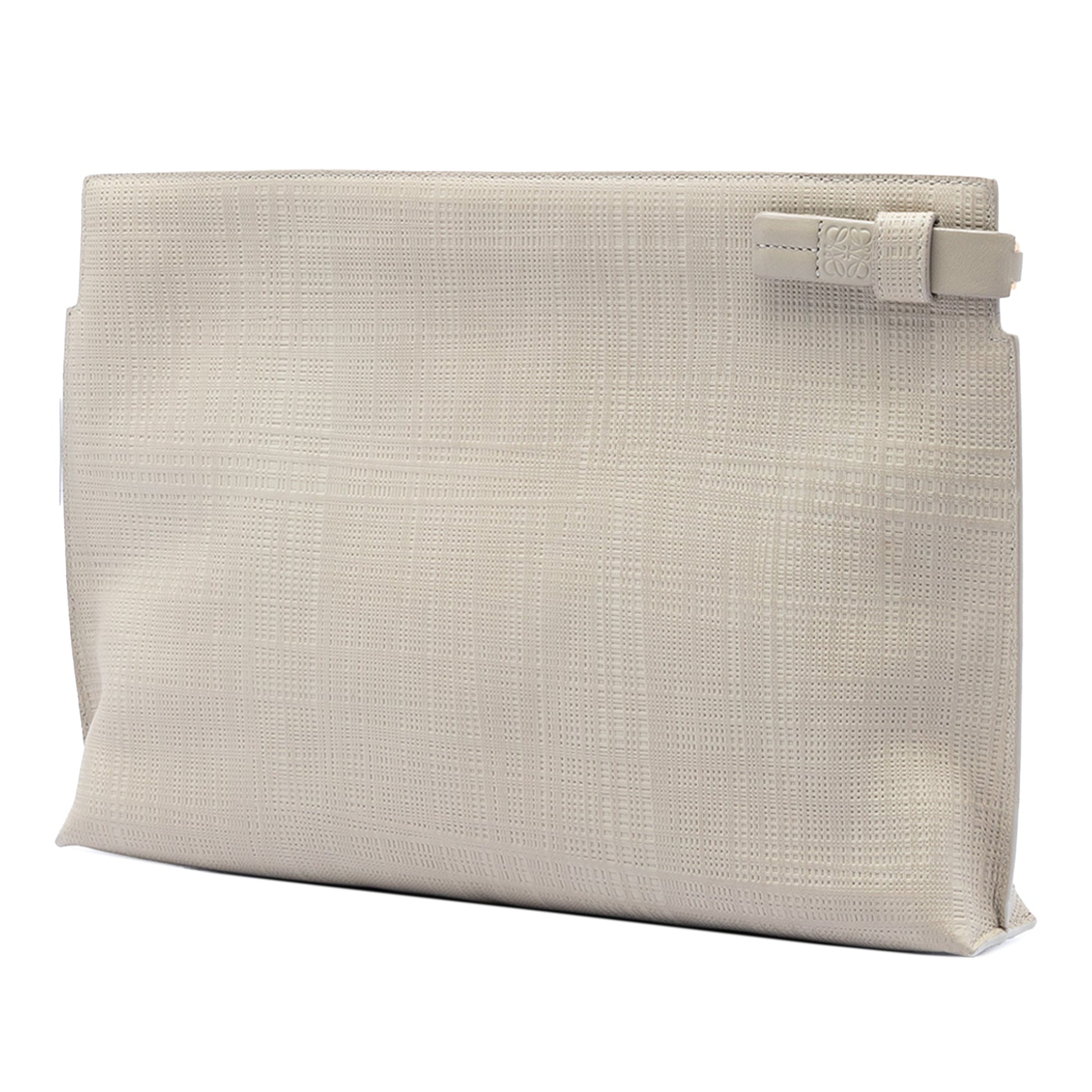 LOEWE Large Linen Embossed Calfskin Anagram T Pouch
