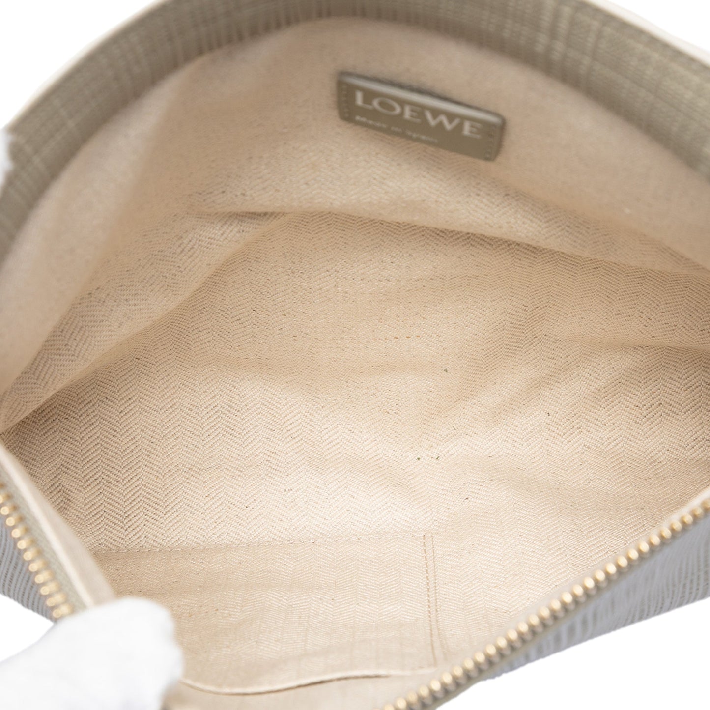 LOEWE Large Linen Embossed Calfskin Anagram T Pouch