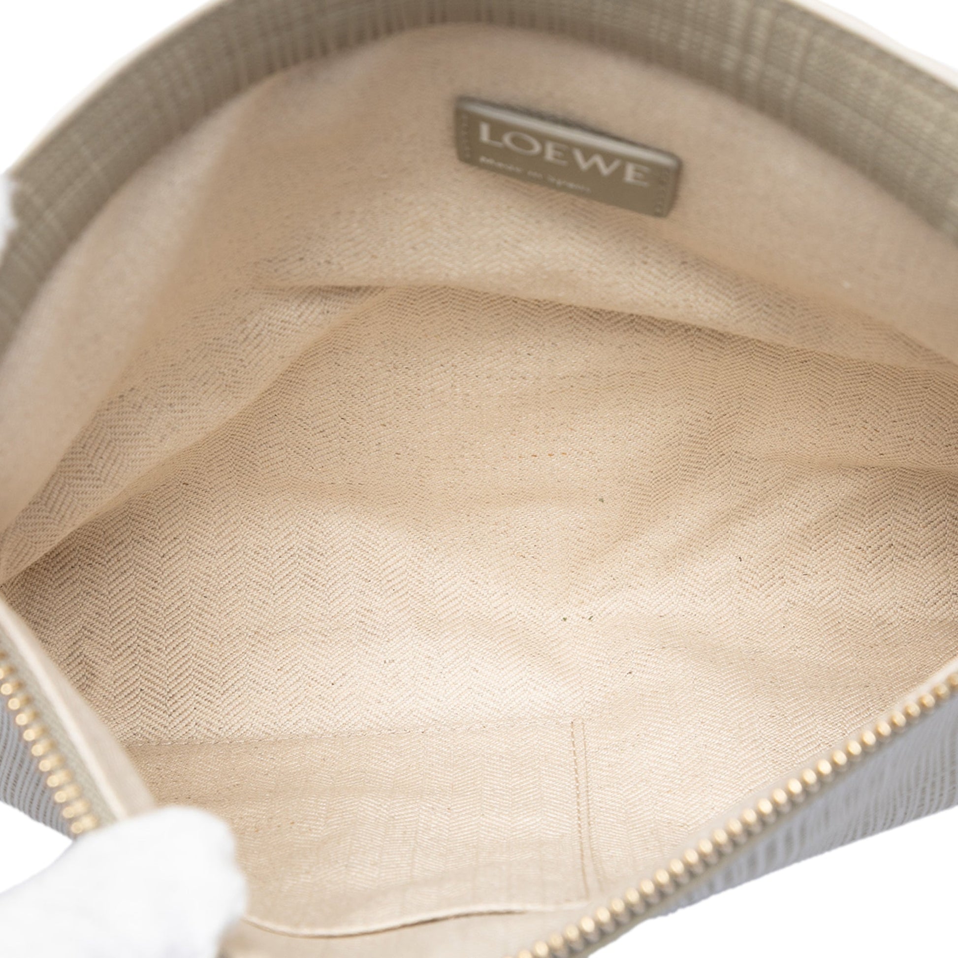 LOEWE Large Linen Embossed Calfskin Anagram T Pouch