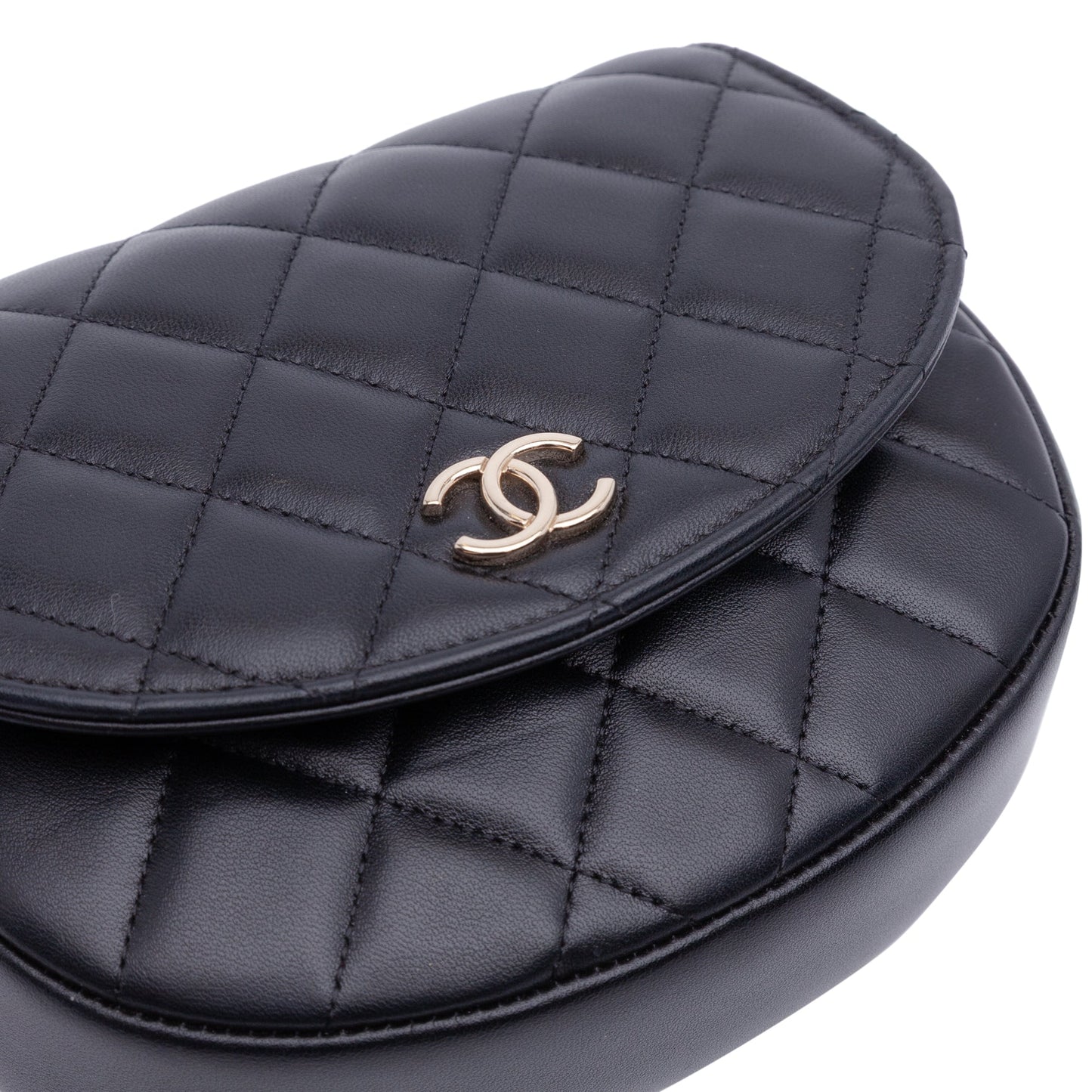 Chanel CC Quilted Lambskin Half Moon Top Handle Flap