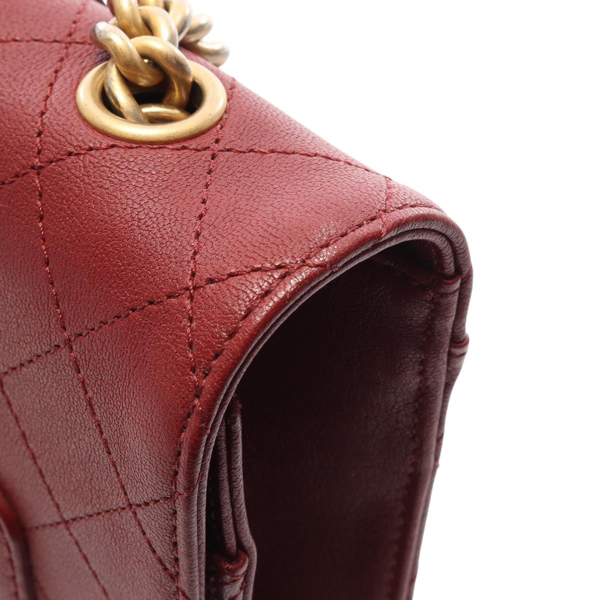 Chanel Medium Quilted Sheepskin Front Chain Flap — Red