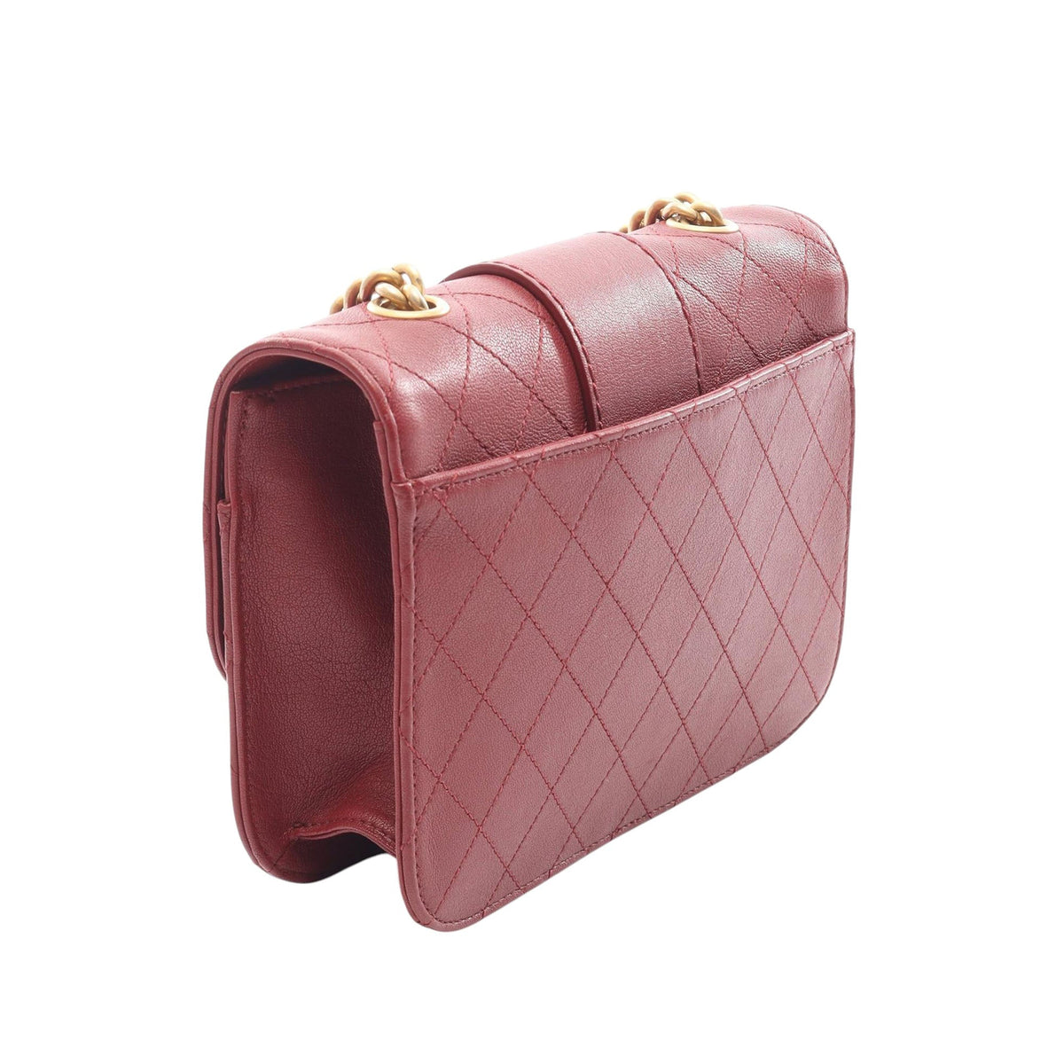 Chanel Medium Quilted Sheepskin Front Chain Flap — Red