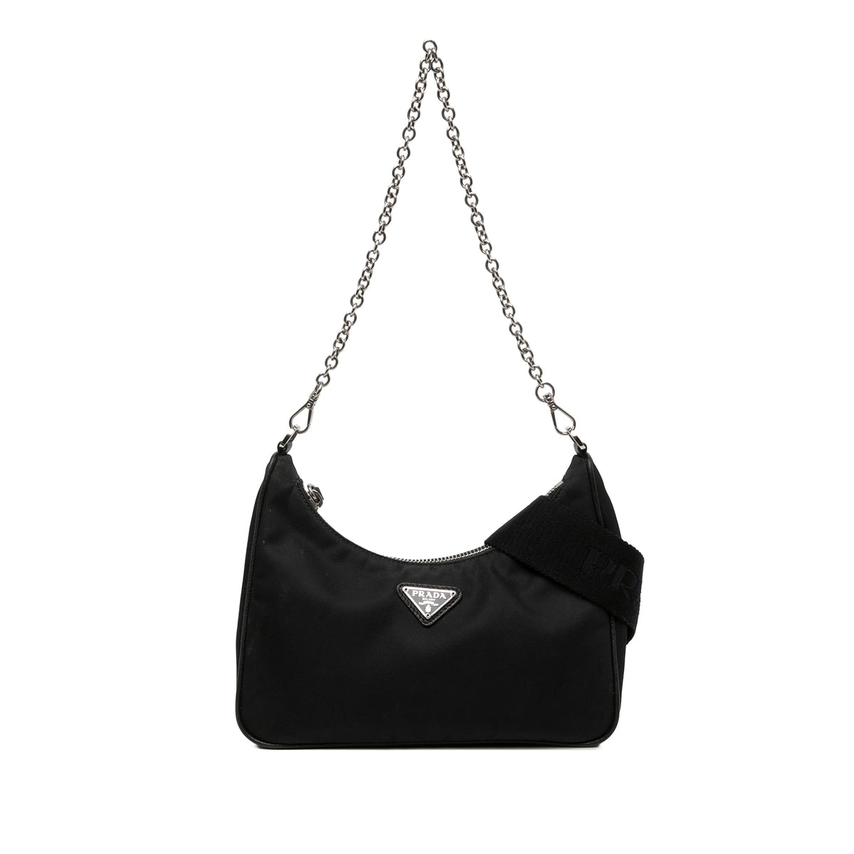 Prada Mini Saffiano Trimmed Tessuto Re Edition 2005 Satchel — Black