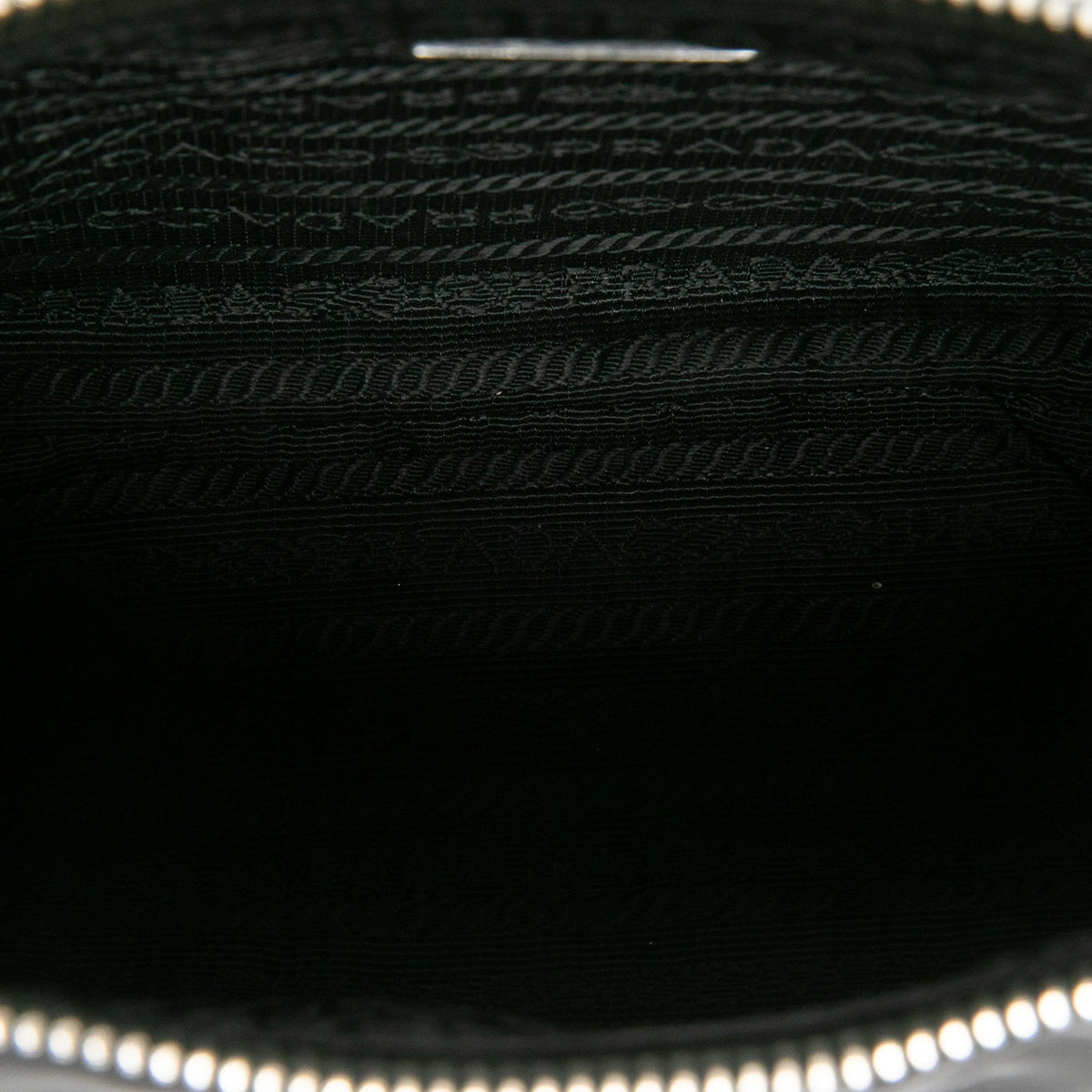 Prada Mini Saffiano Trimmed Tessuto Re Edition 2005 Satchel — Black