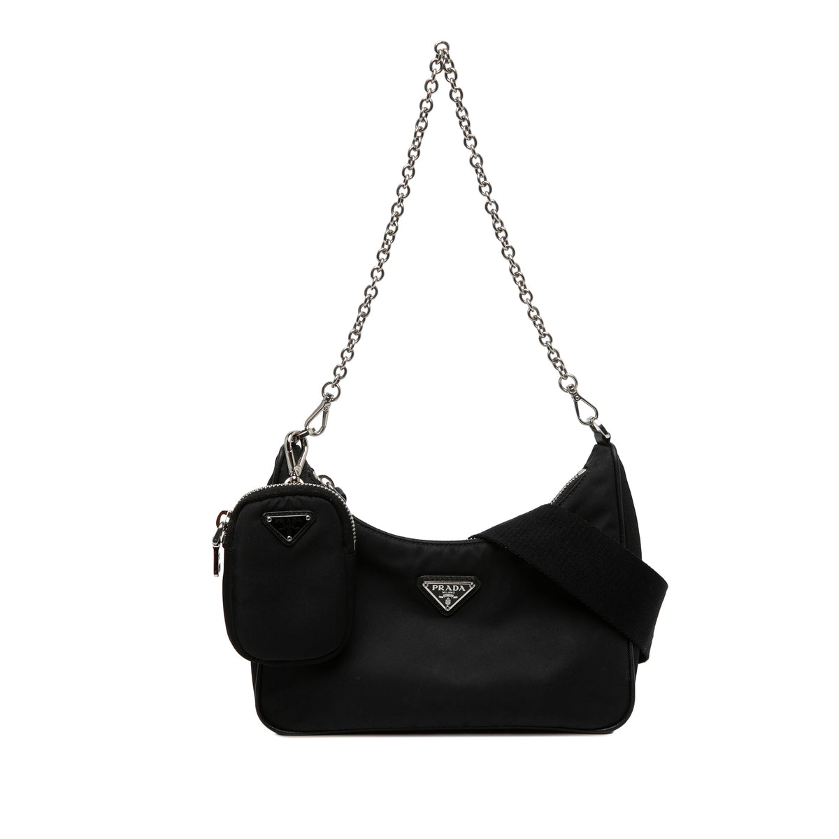 Prada Mini Saffiano Trimmed Tessuto Re Edition 2005 Satchel — Black