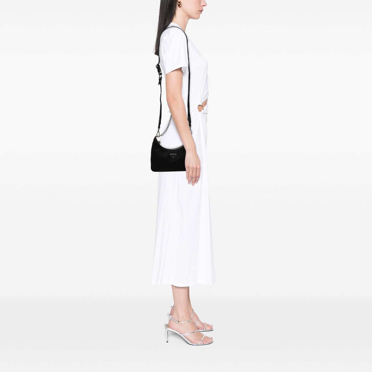 Prada Mini Saffiano Trimmed Tessuto Re Edition 2005 Satchel — Black