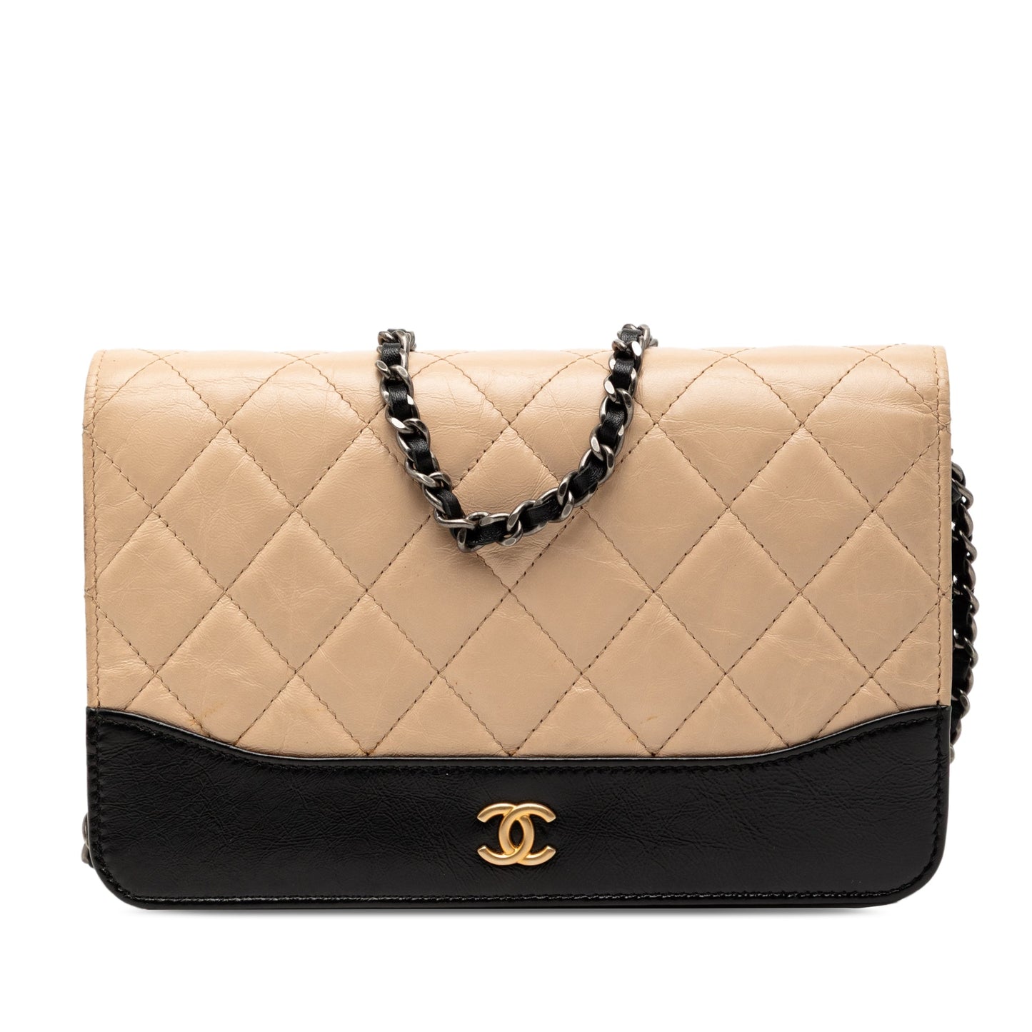 Chanel Bicolor Quilted Aged Calfskin Gabrielle Wallet On Chain