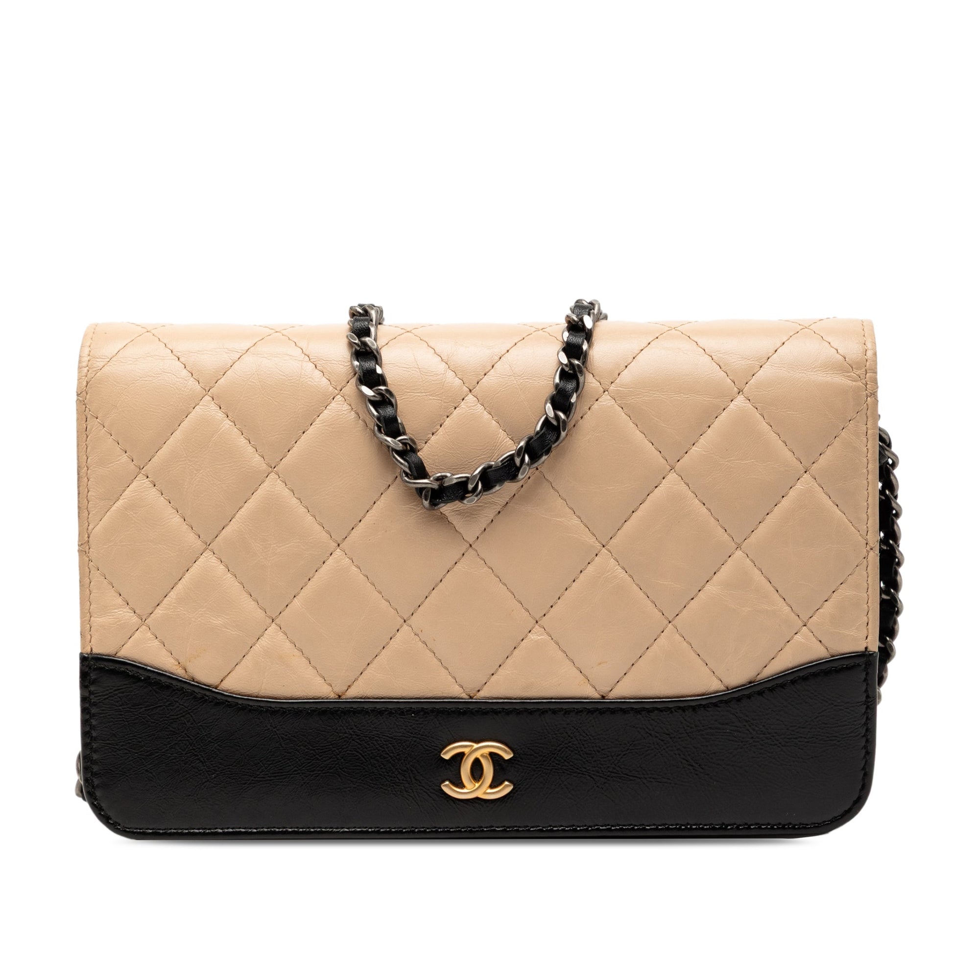 Chanel Bicolor Quilted Aged Calfskin Gabrielle Wallet On Chain