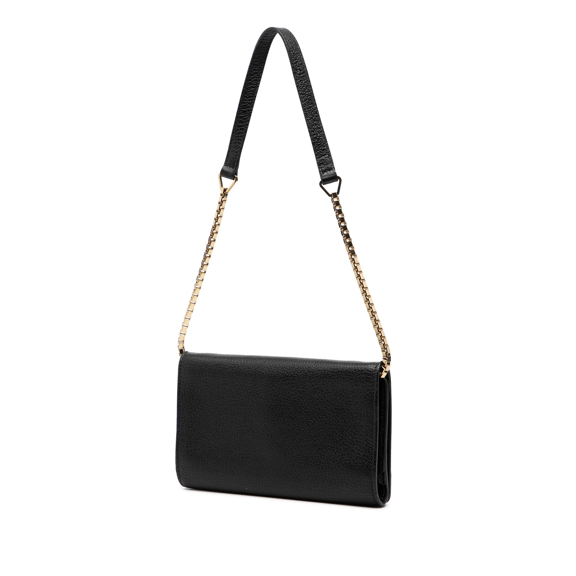Balenciaga Chevre Motocross Metallic Edge Trifold Wallet on Chain