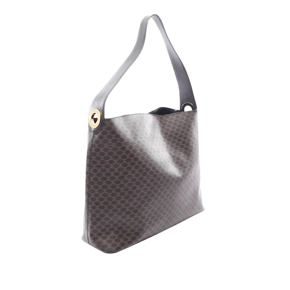 Celine Macadam Coated Canvas Shoulder Bag — Brown