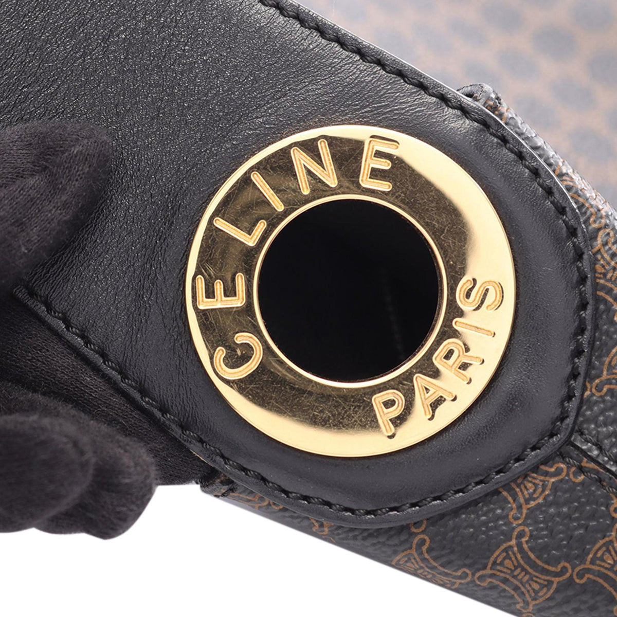Celine Macadam Coated Canvas Shoulder Bag — Brown
