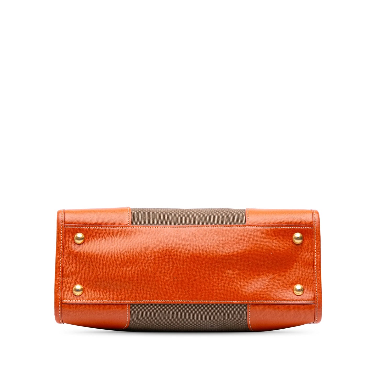 Prada Saffiano Trimmed Canvas Canapa Logo Double Zip Satchel