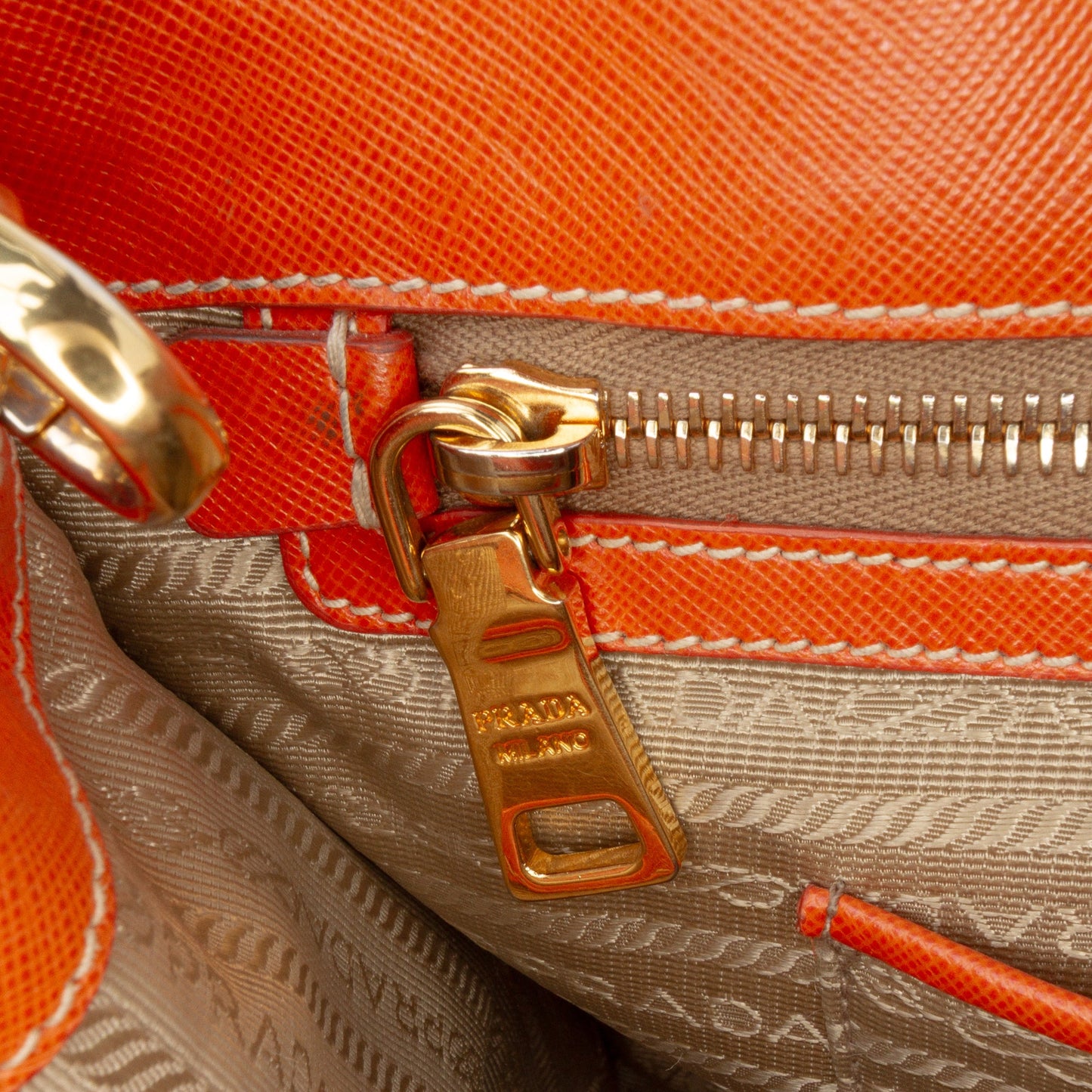 Prada Saffiano Trimmed Canvas Canapa Logo Double Zip Satchel