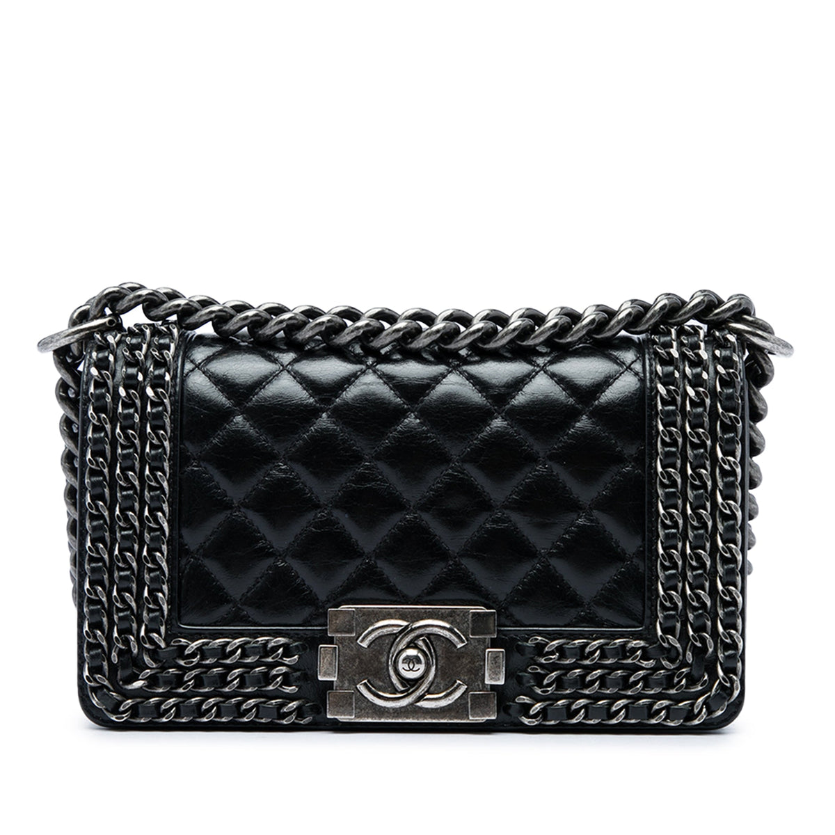 Chanel Small Quilted Glazed Calfskin Chained Boy Flap