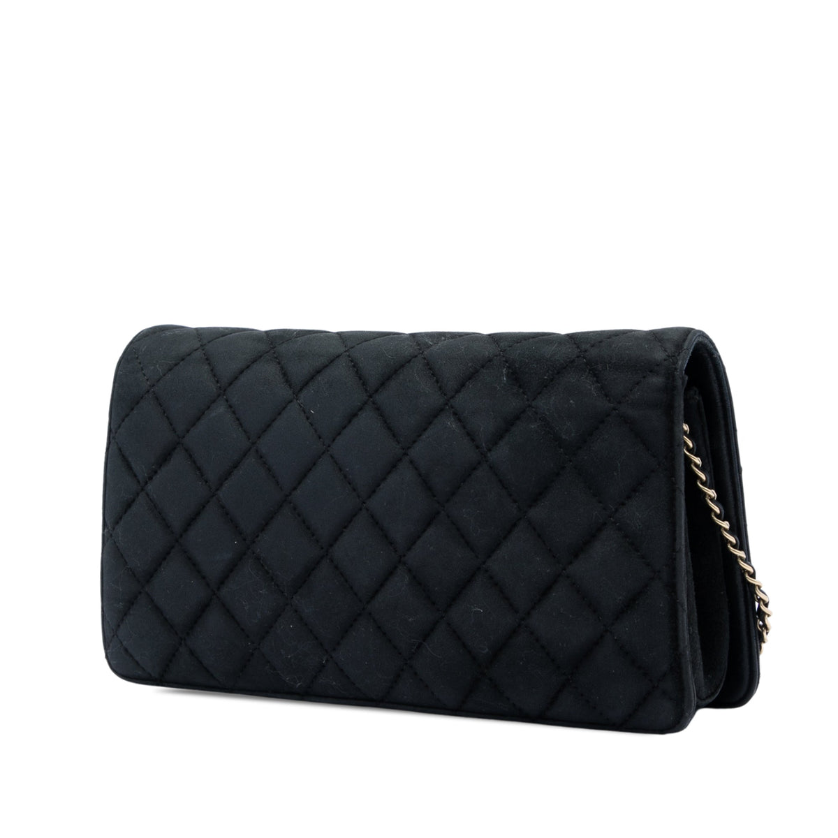 Chanel Quilted Suede Faux Pearl And Crystal CC Chain Flap — Black