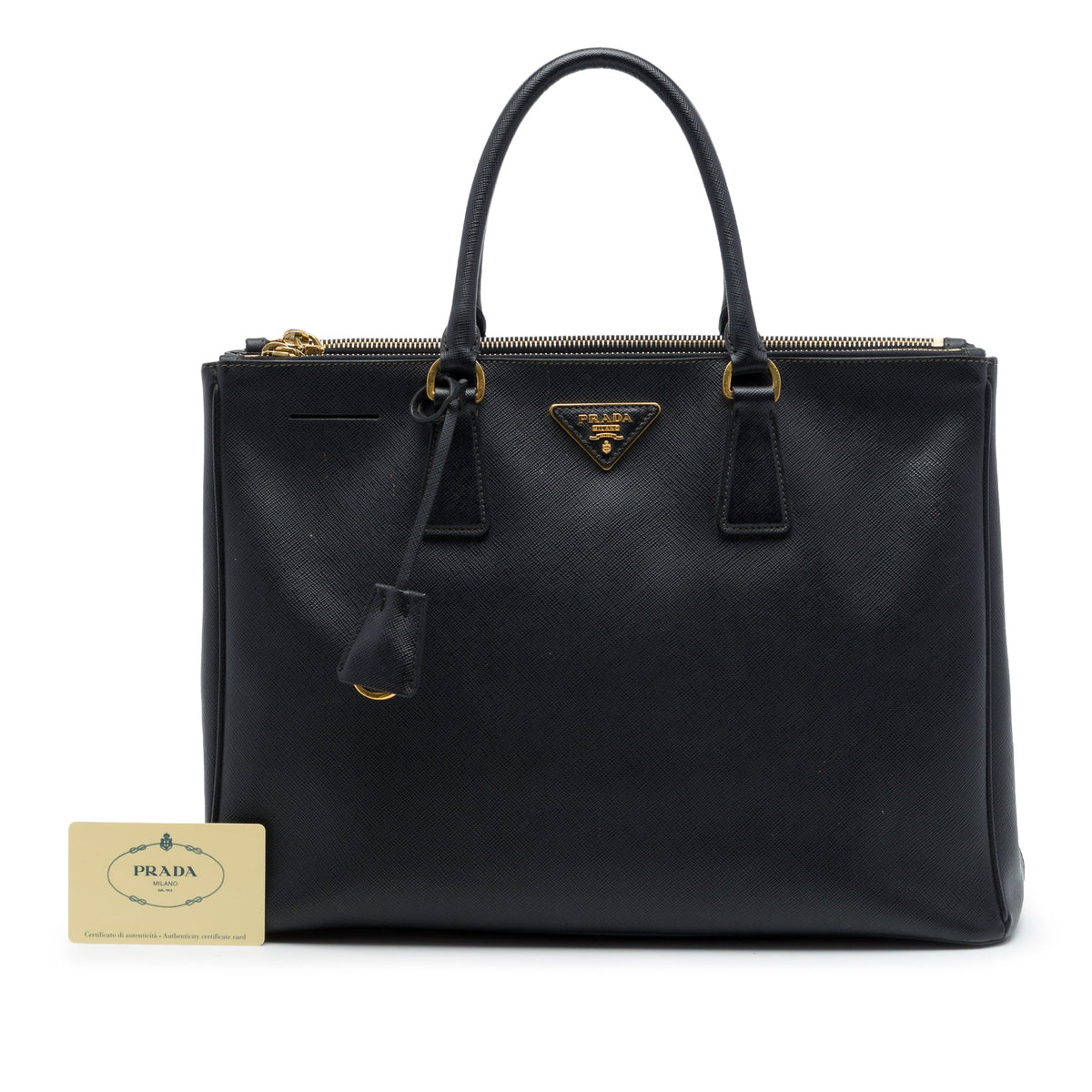 Prada Large Saffiano Lux Galleria Double Zip Satchel — Black