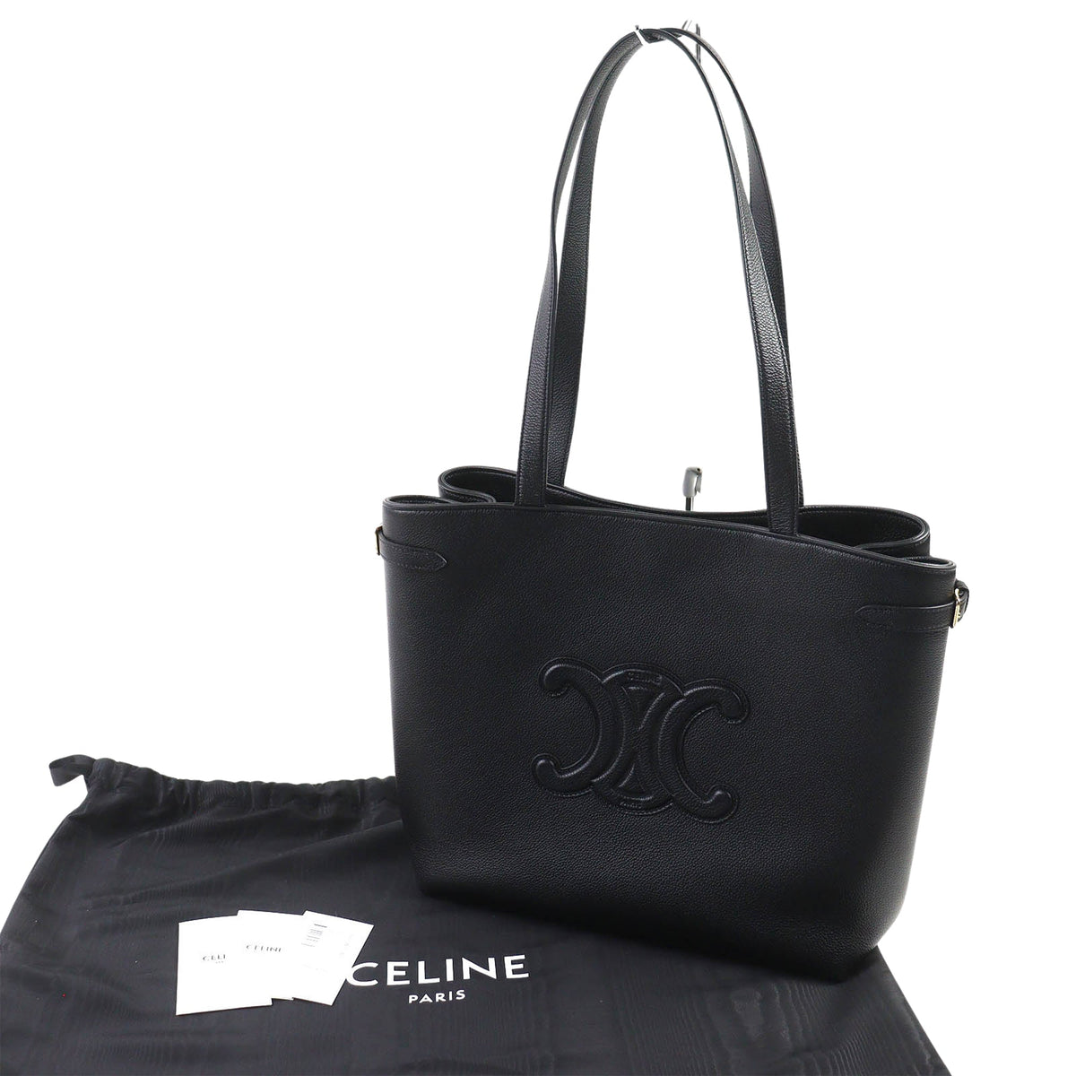 Celine Medium Grained Calfskin Cuir Triomphe Cabas Anais Tote