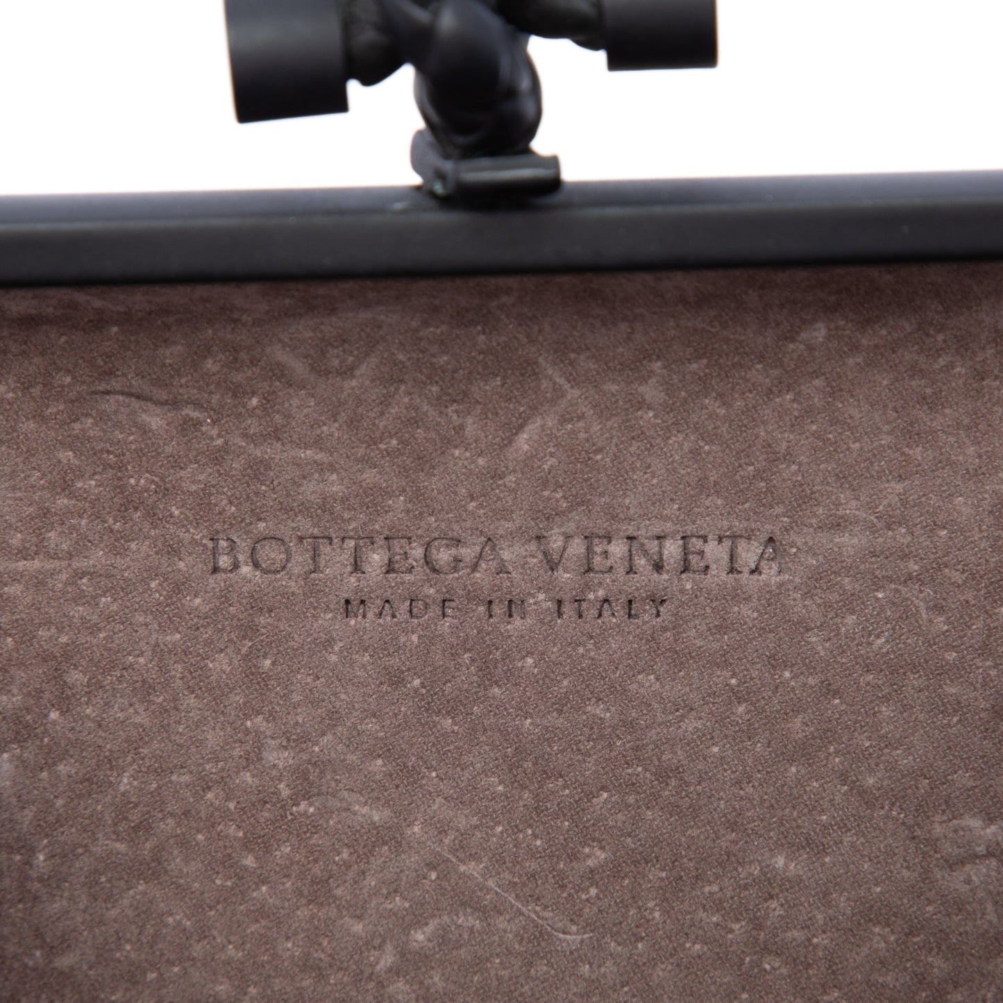 Bottega Veneta Bicolor Gilded Waxed Leather Knot Clutch with Chain
