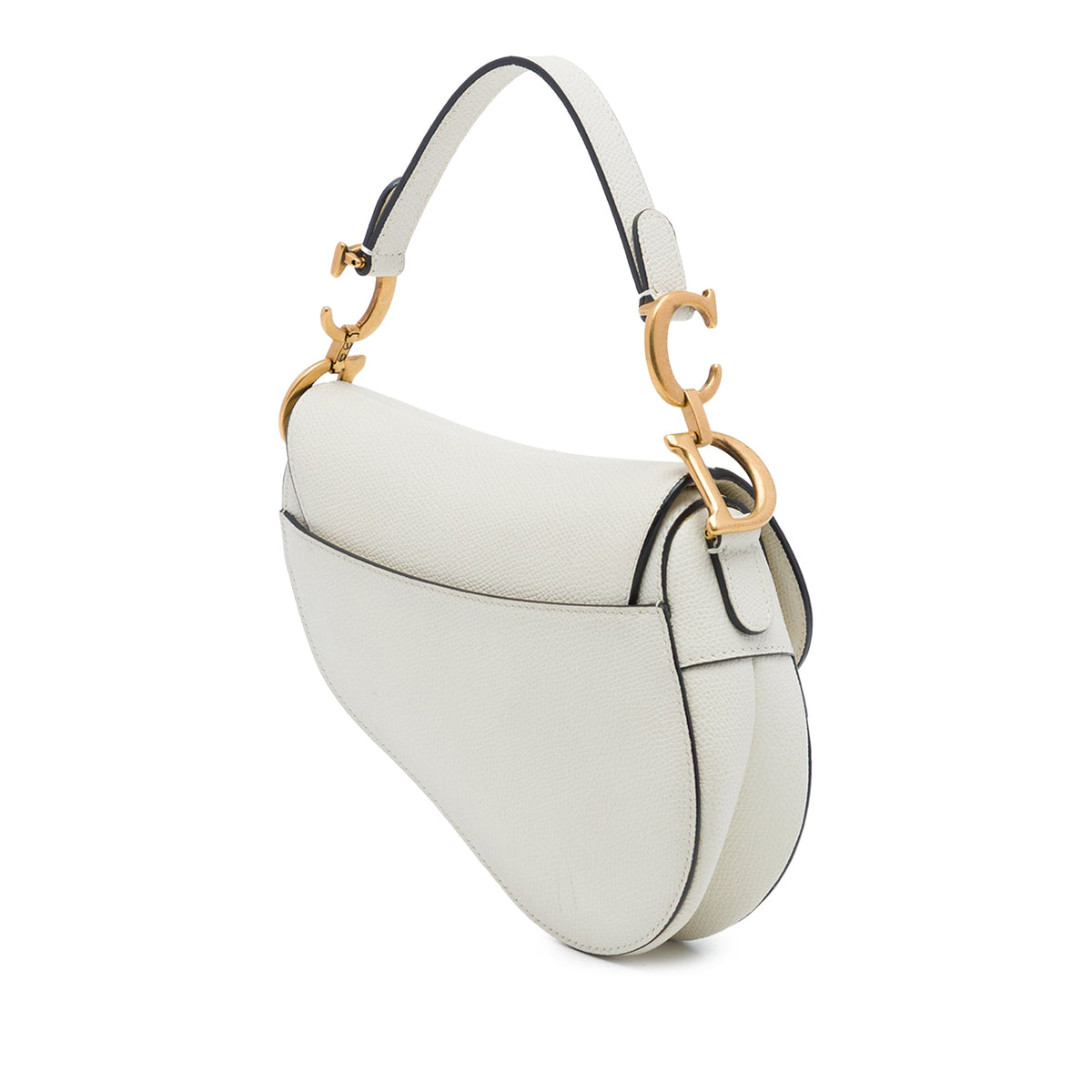 Dior Mini Grained Calfskin Saddle Bag — White