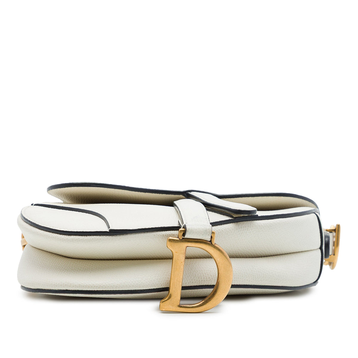 Dior Mini Grained Calfskin Saddle Bag — White