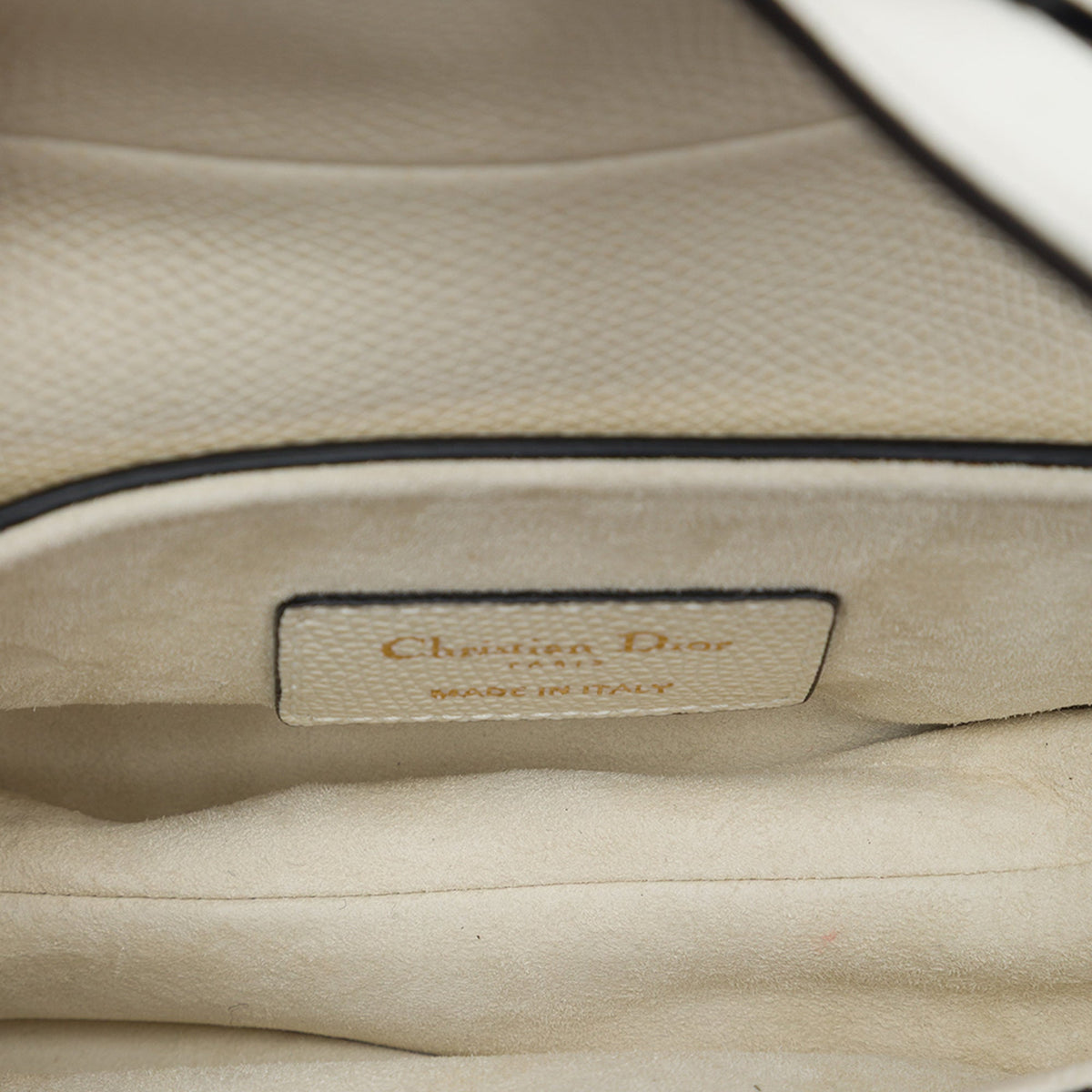 Dior Mini Grained Calfskin Saddle Bag — White