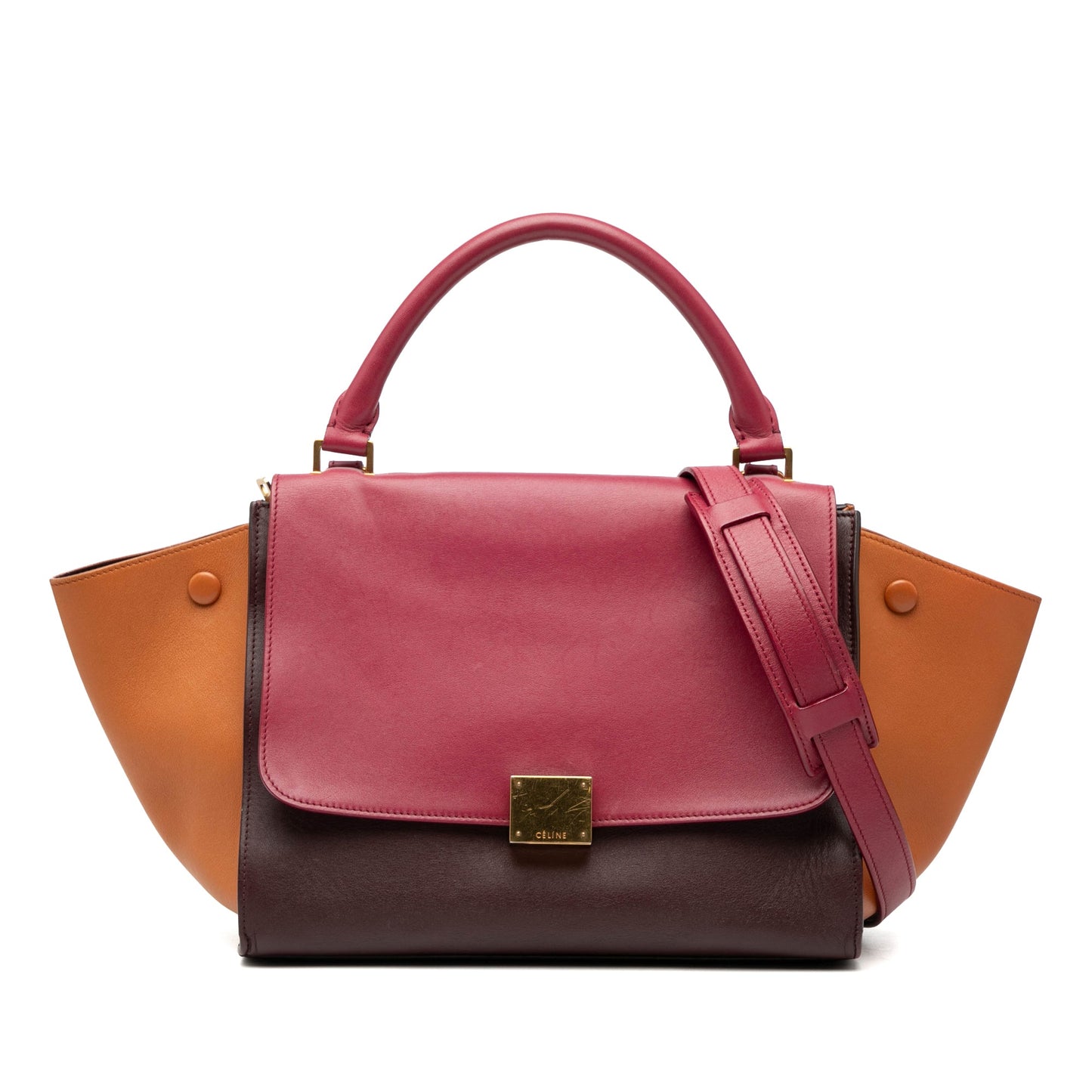Celine Small Tricolor Leather Trapeze Satchel