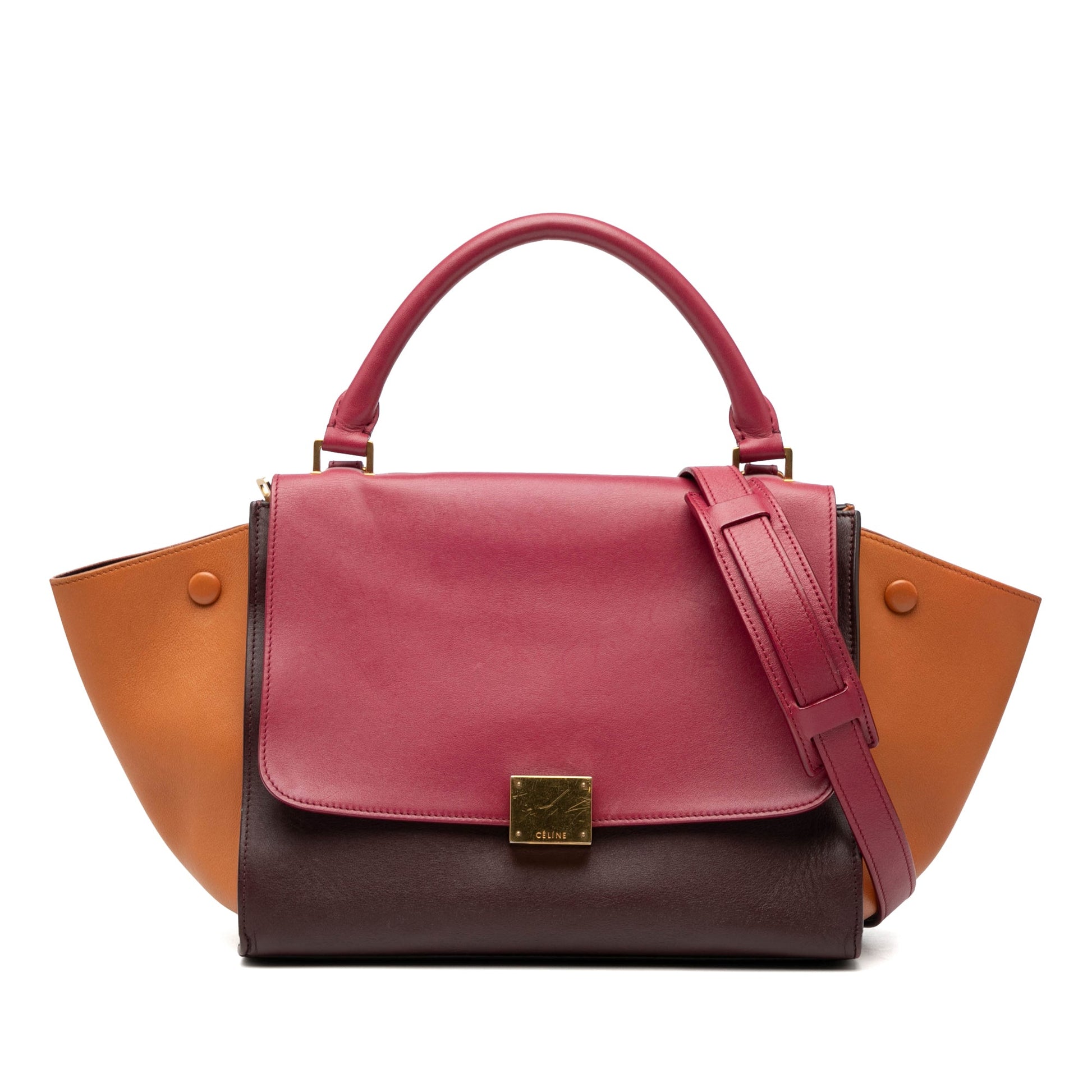 Celine Small Tricolor Leather Trapeze Satchel