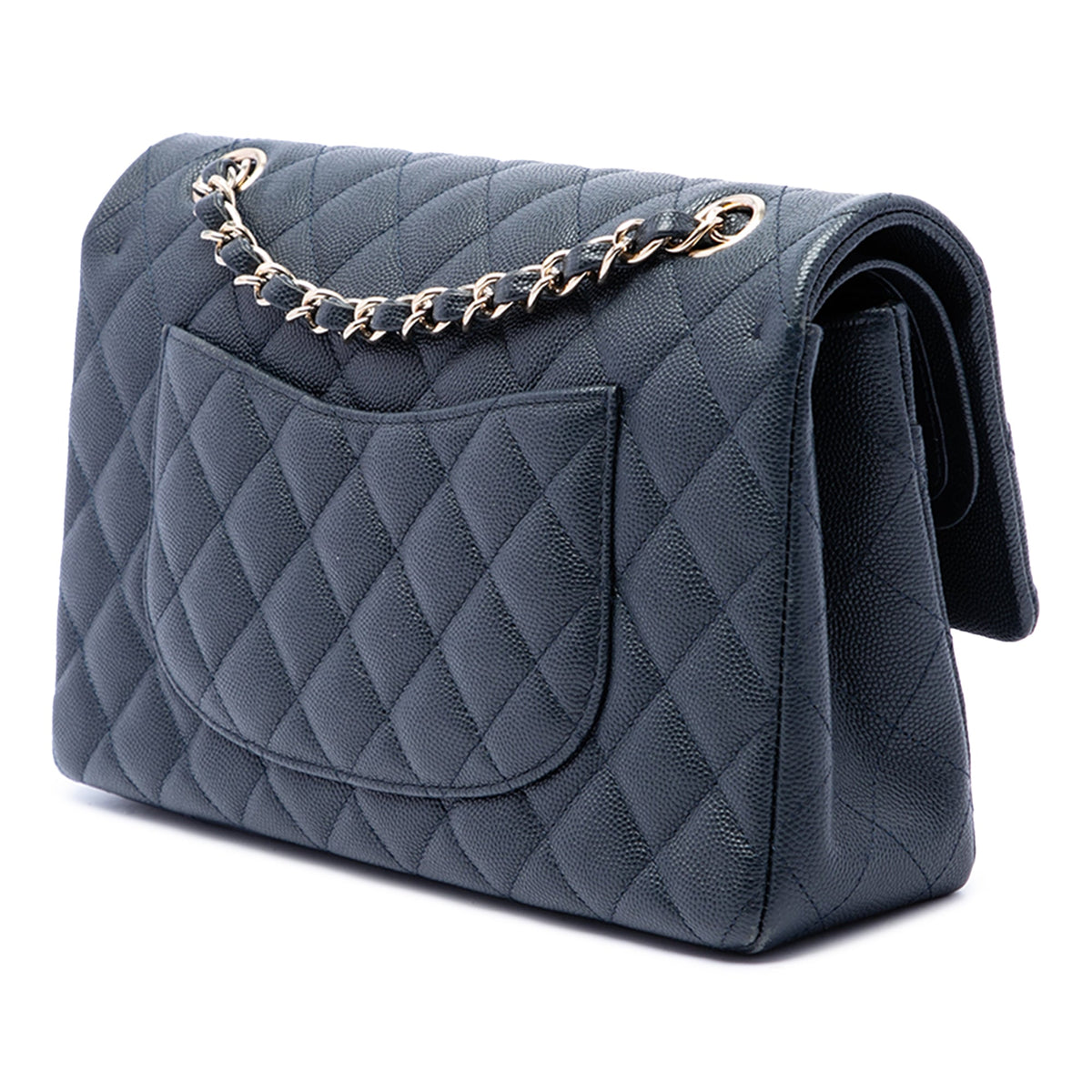 Chanel Medium Classic Caviar Double Flap — Blue