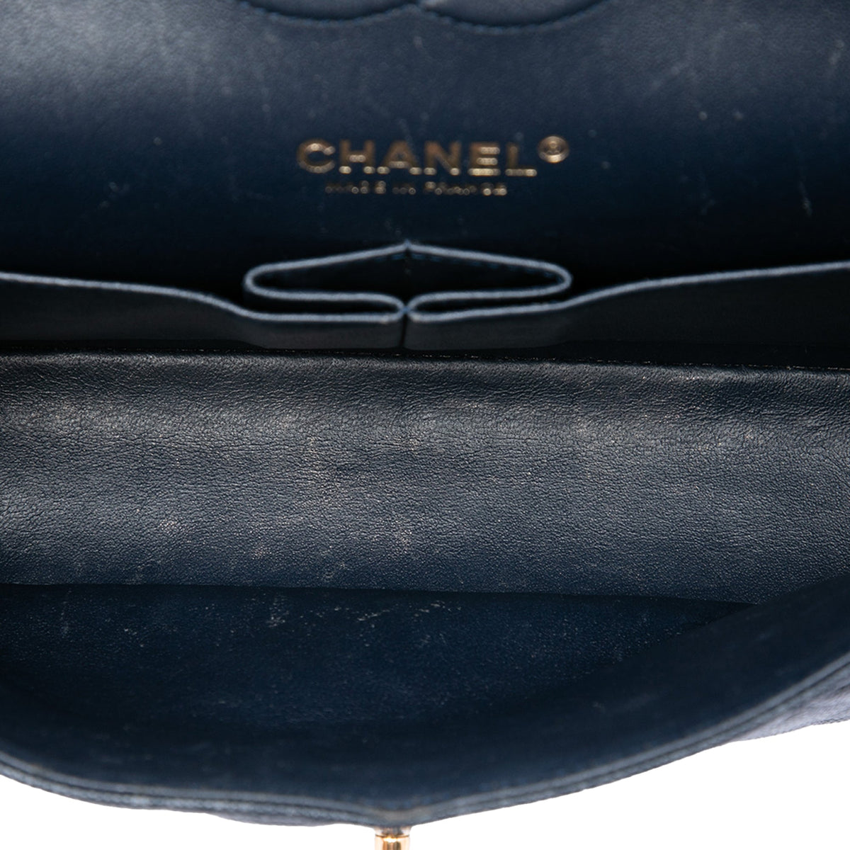 Chanel Medium Classic Caviar Double Flap — Blue