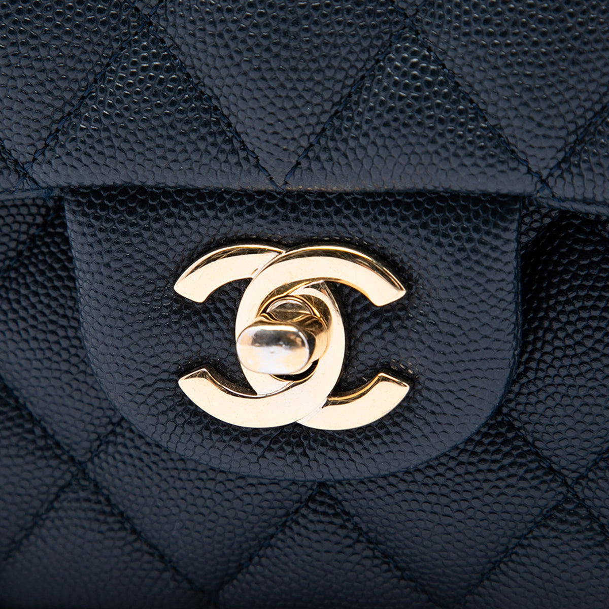 Chanel Medium Classic Caviar Double Flap — Blue