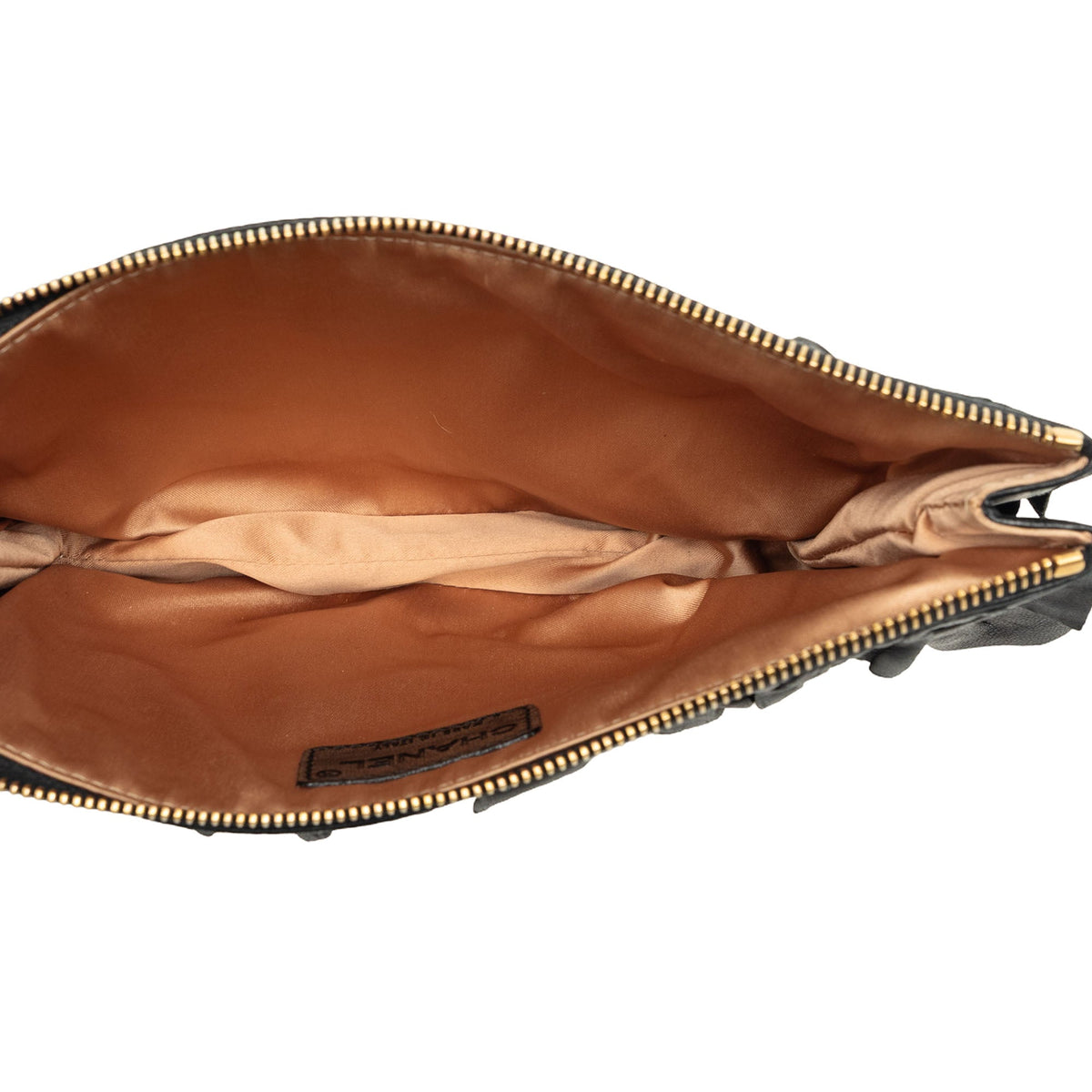 Chanel CC Lambskin Ruffled Clutch On Chain