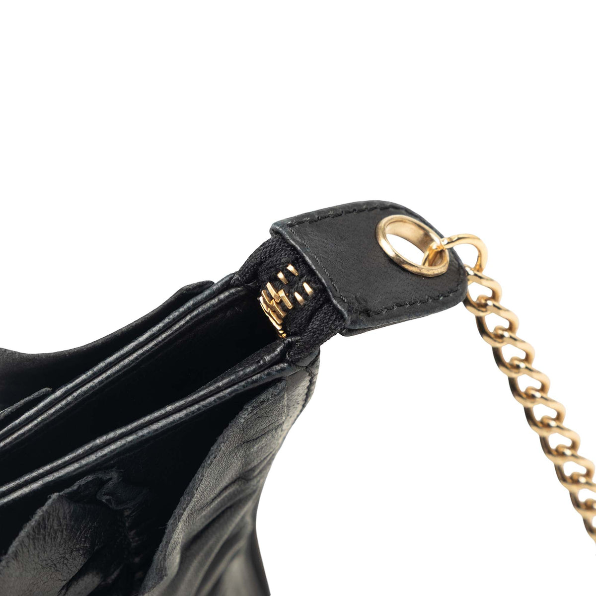 Chanel CC Lambskin Ruffled Clutch On Chain
