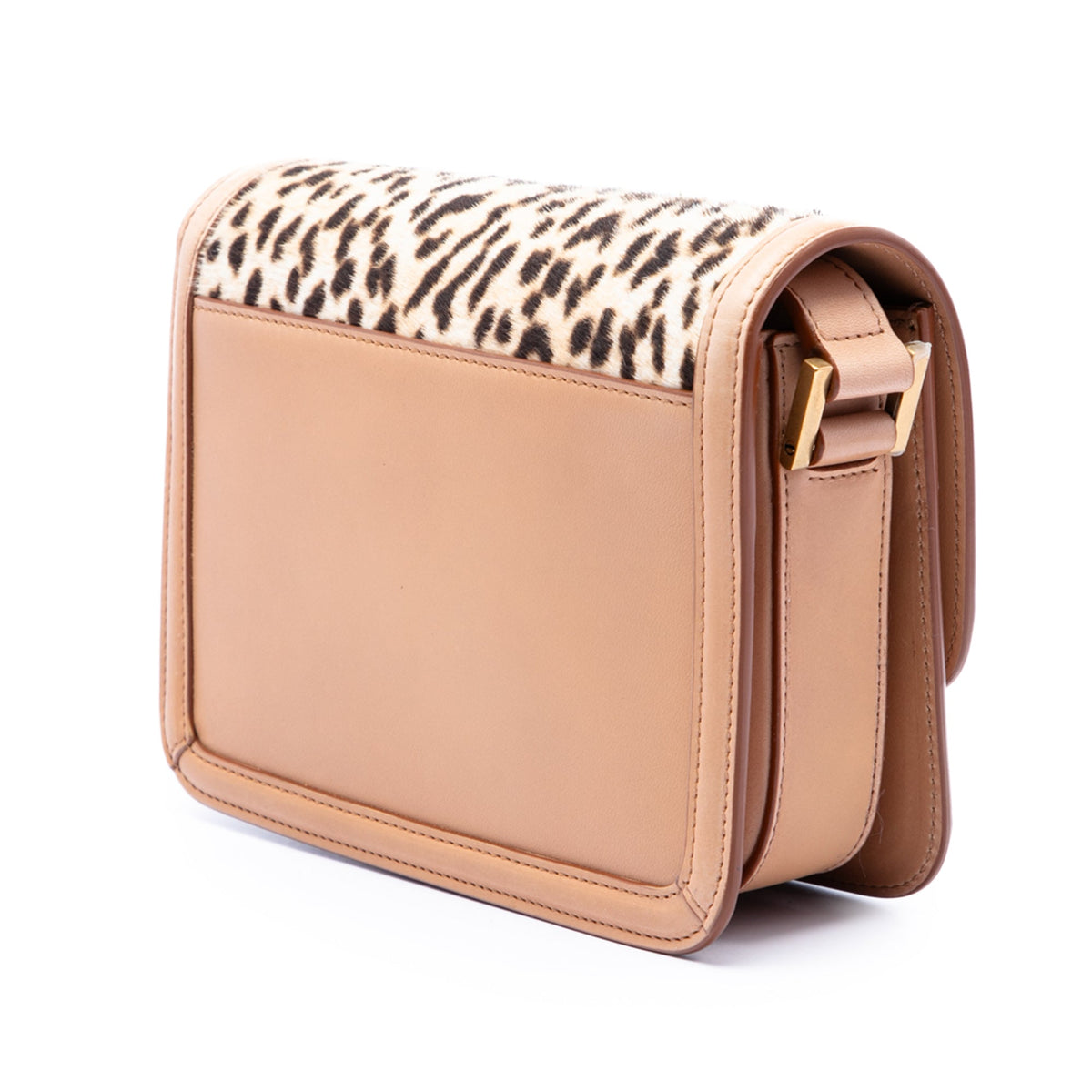 Saint Laurent Small Calf Hair Leopard Print Solferino Satchel In Box