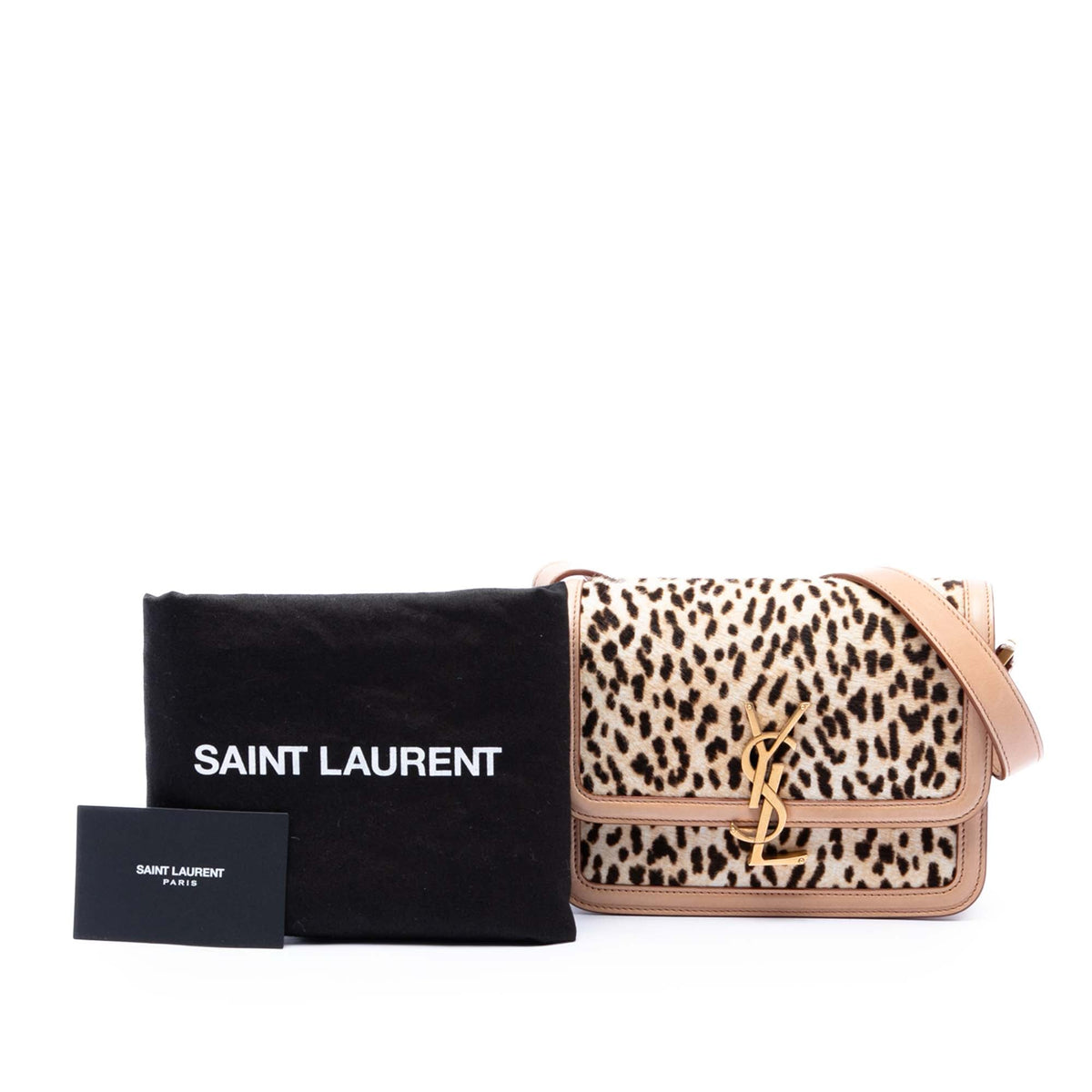 Saint Laurent Small Calf Hair Leopard Print Solferino Satchel In Box