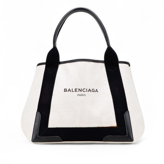 Balenciaga Canvas Navy Cabas Tote S