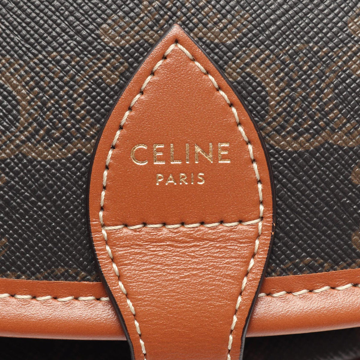 Celine Medium Triomphe Coated Canvas Folco Crossbody — Brown